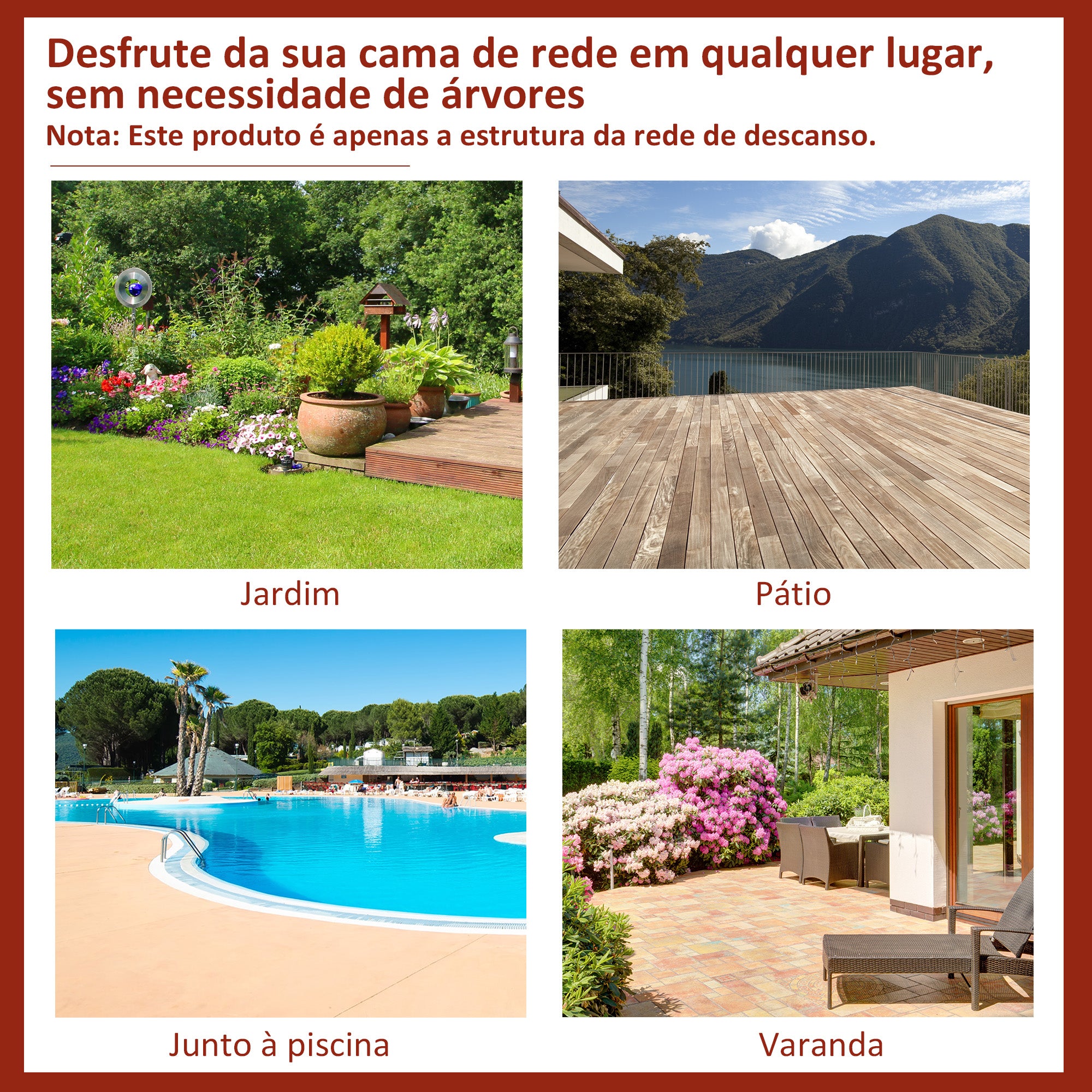 Suporte Ajustável para Camas de Rede 280x120x110 cm - Cor Preto