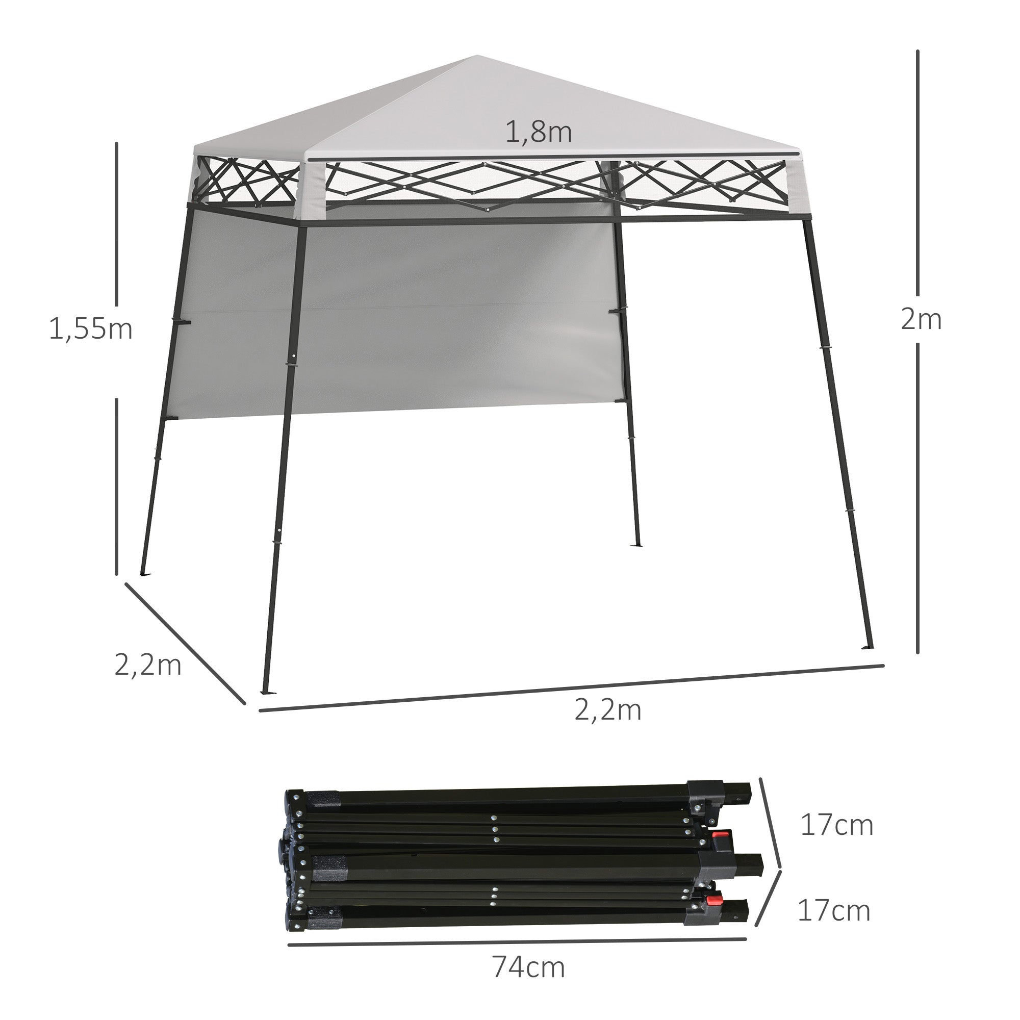 Tenda Dobrável 220x220x200 cm - Cor Branco