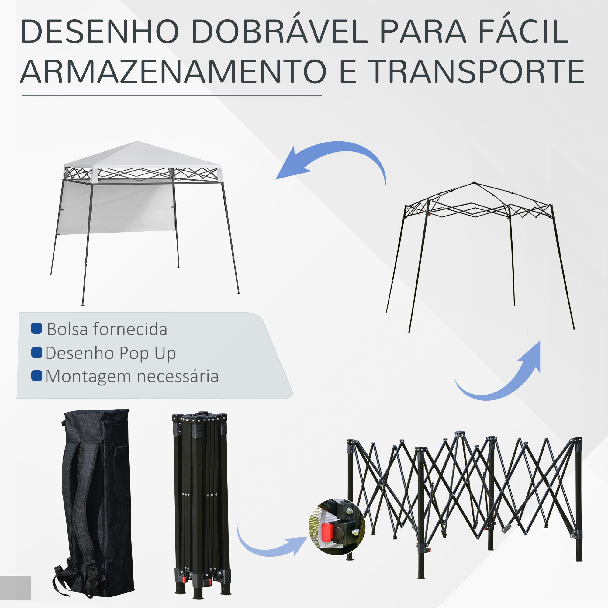 Tenda Dobrável 220x220x200 cm - Cor Branco