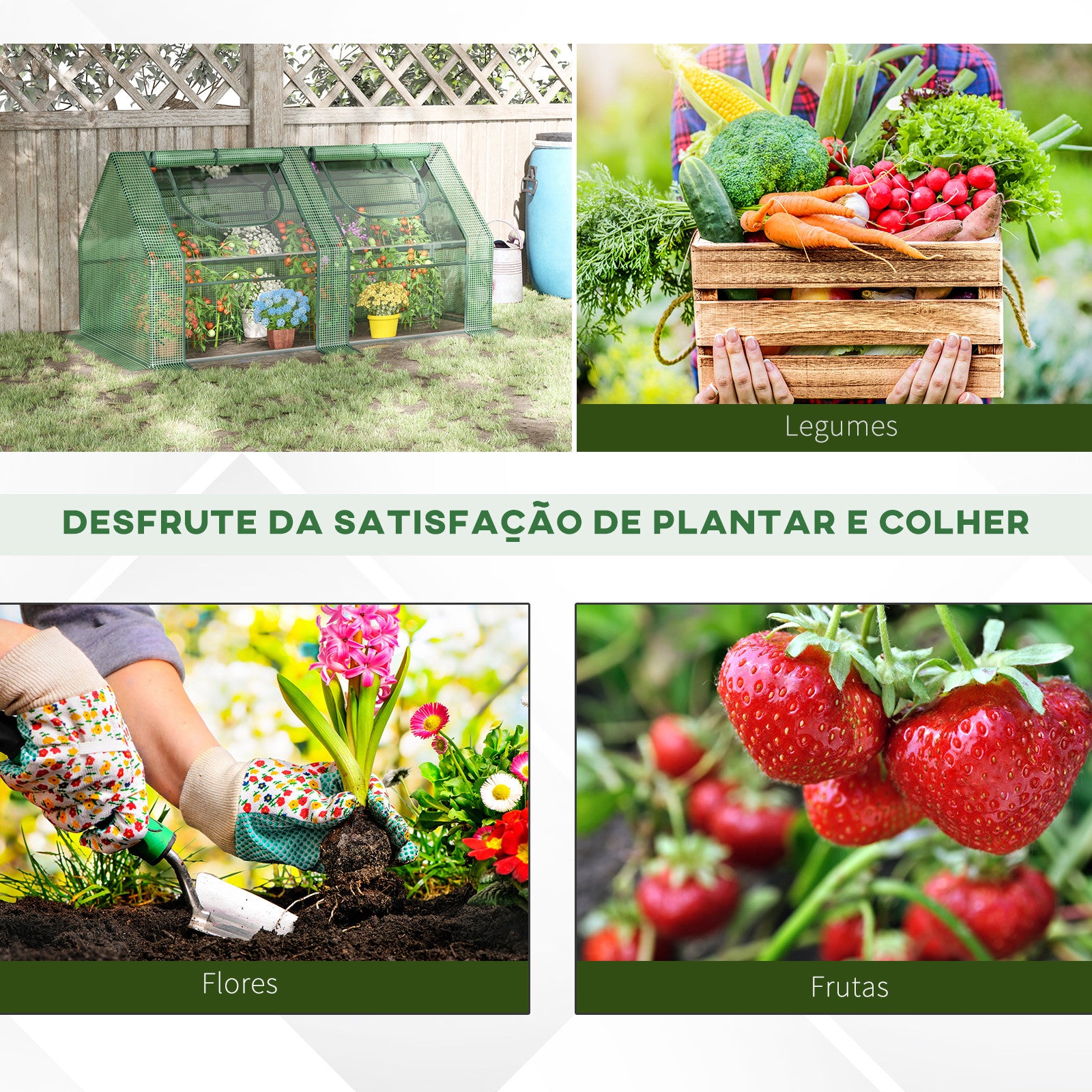 Estufa de Jardim – 180x90x90 cm – Verde – Aço, PE, PVC e plástico