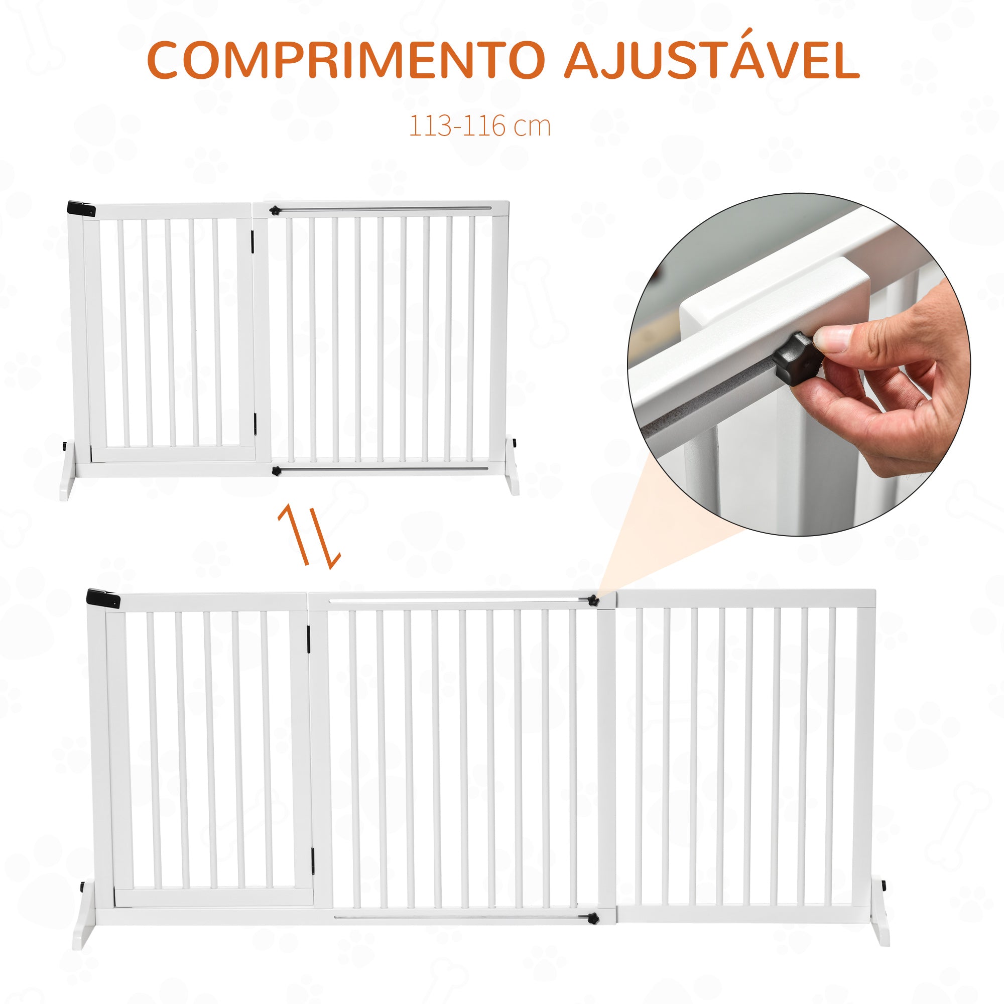 Barreira de Segurança Extensível para Cães 166x36x71 cm Branco