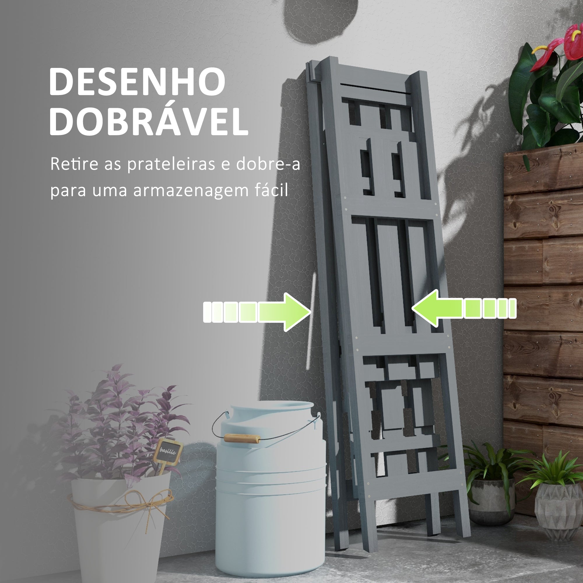 Suporte de Plantas 3 Níveis 100x36x112 cm Cinza