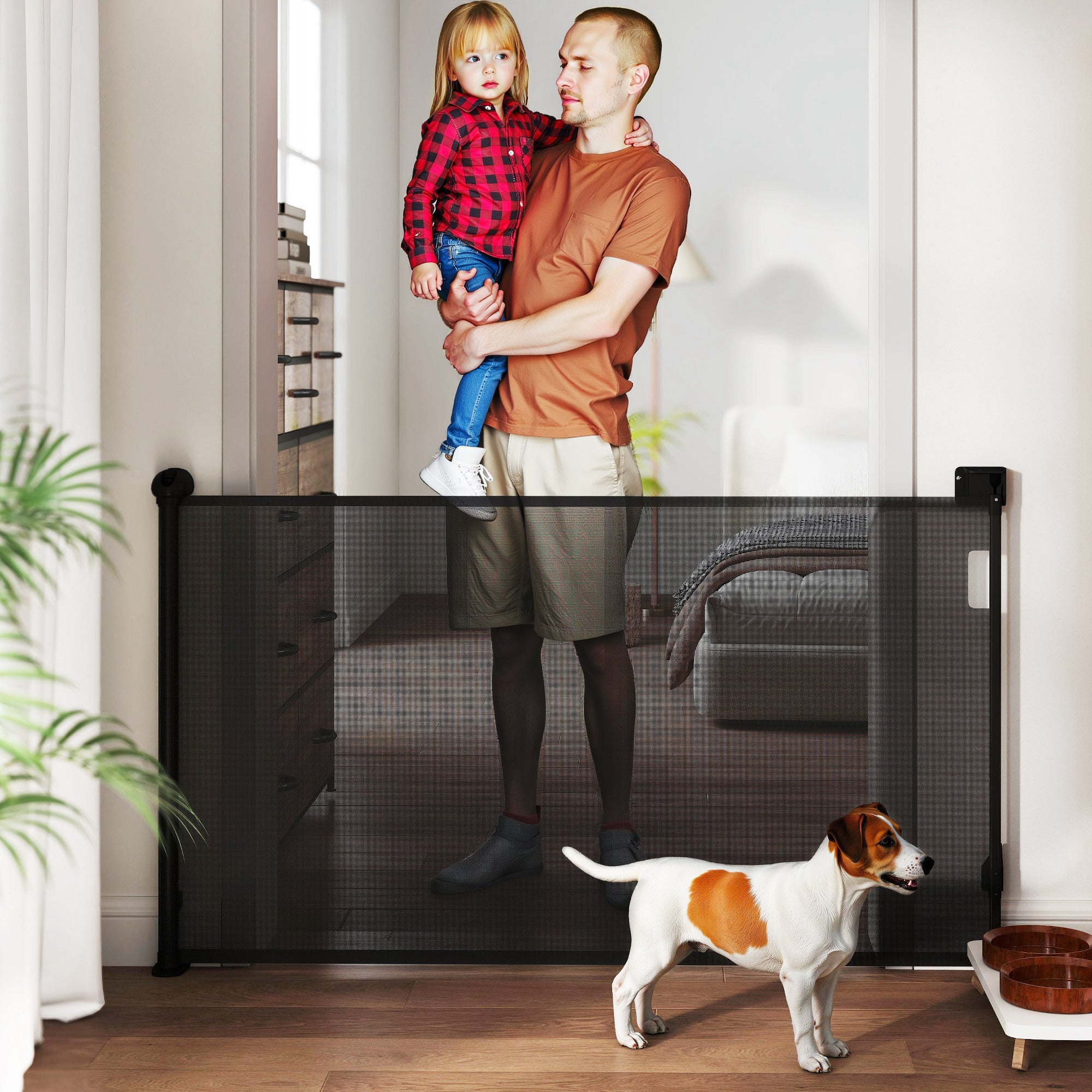 Barreira Retrátil para Cães Pequenos - 149x10x87,5 cm - Cor Preto
