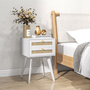 Mesa de Cabeceira – 40x40x60 cm – Branca – Vime e MDF