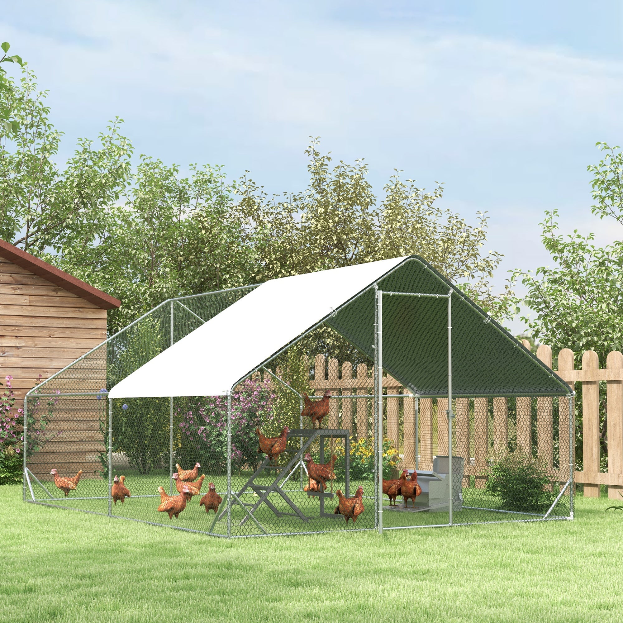 Galinheiro Exterior Grande – 300x400x200cm – Prata – Metal