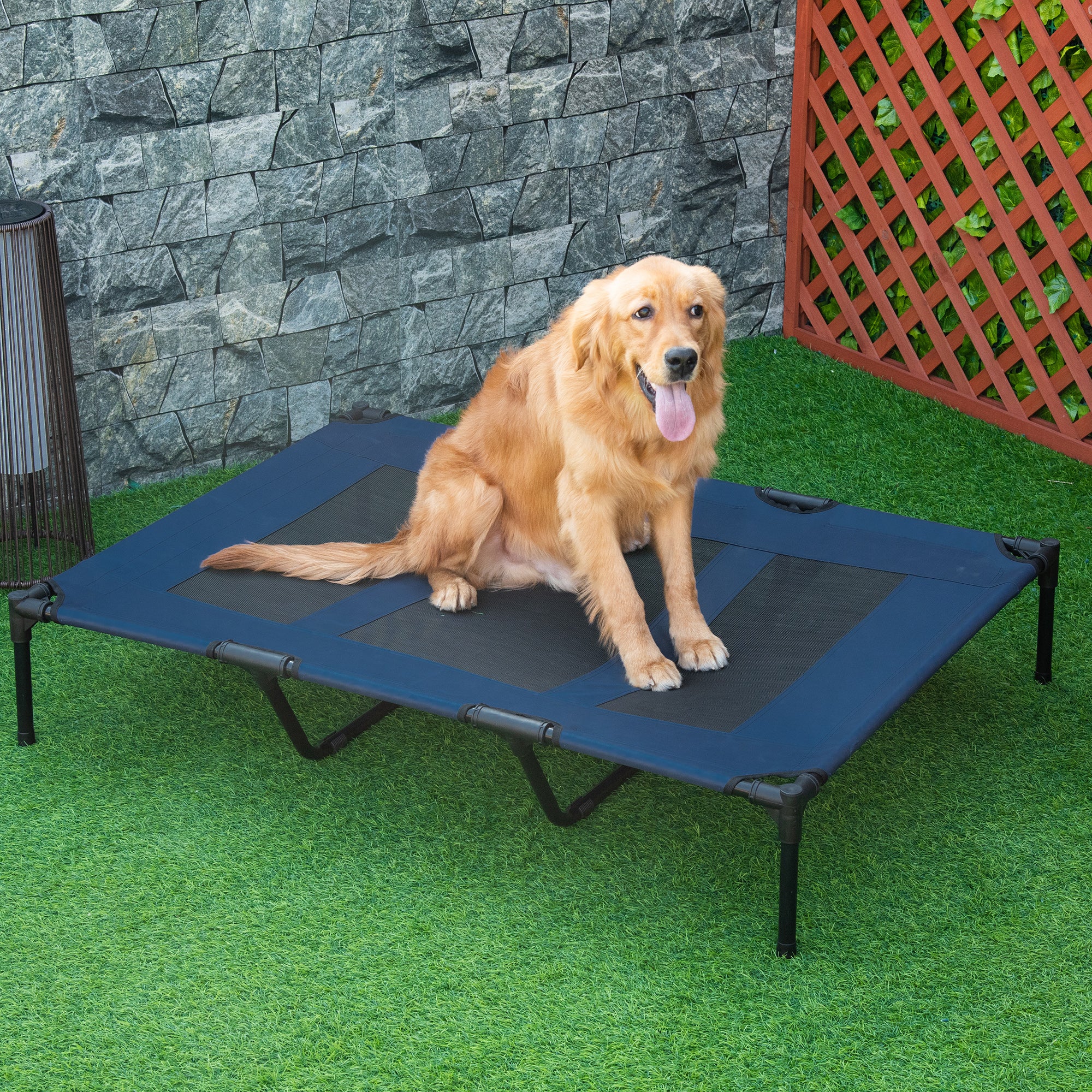 Cama para Animais de Estimação – 122x91x23cm – Azul – Metal e Tecido Oxford