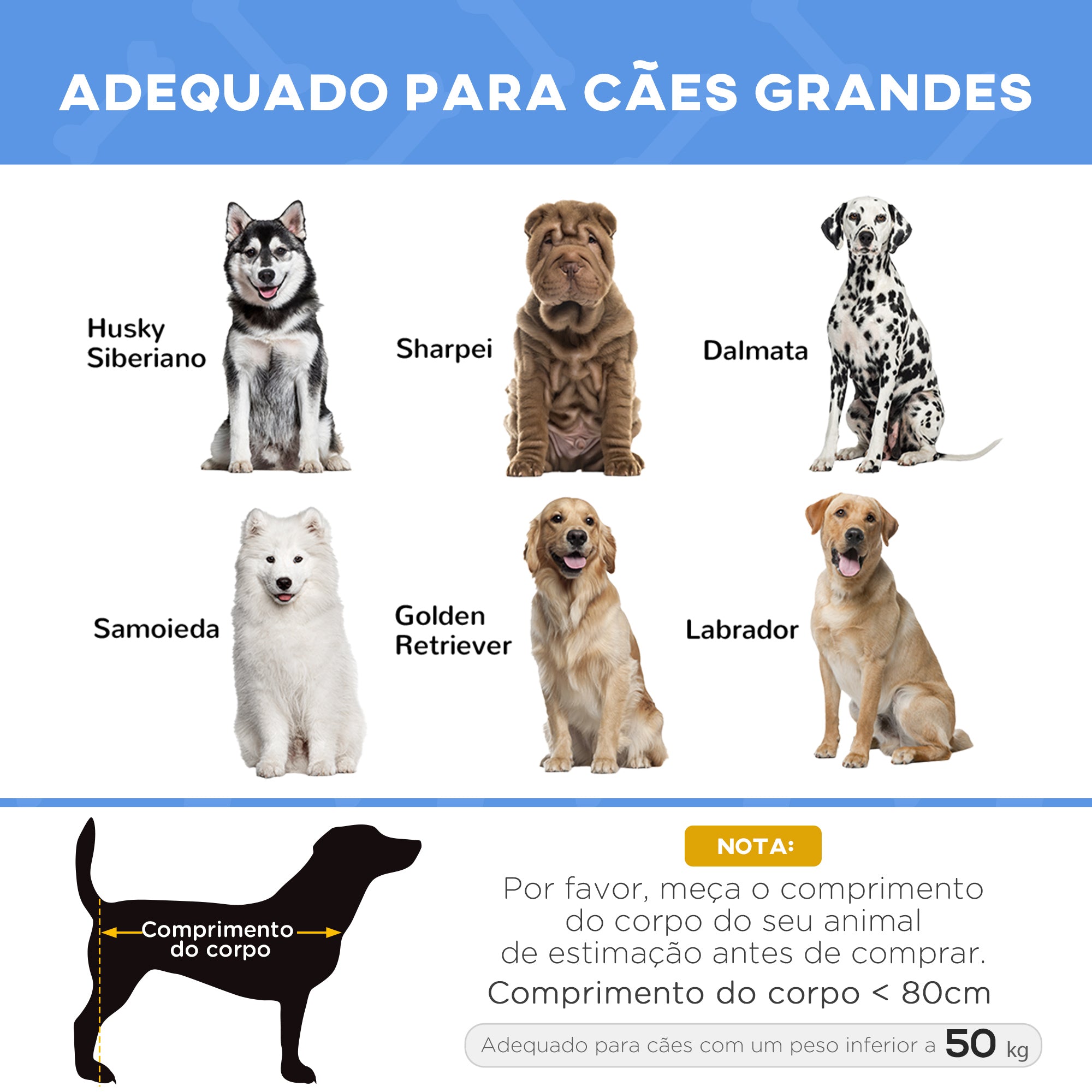 Cama para Animais de Estimação – 122x91x23cm – Azul – Metal e Tecido Oxford