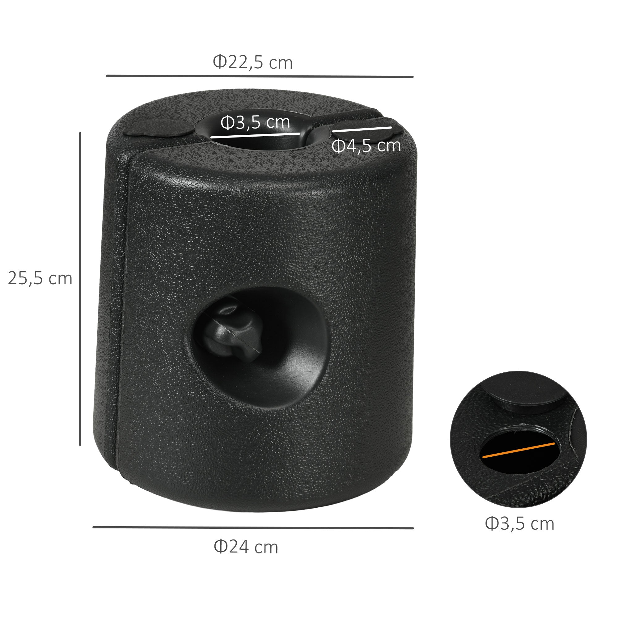 Conjunto de 4 Pesos para Tendas Dobráveis Ø24x25,5 cm - Cor Preto