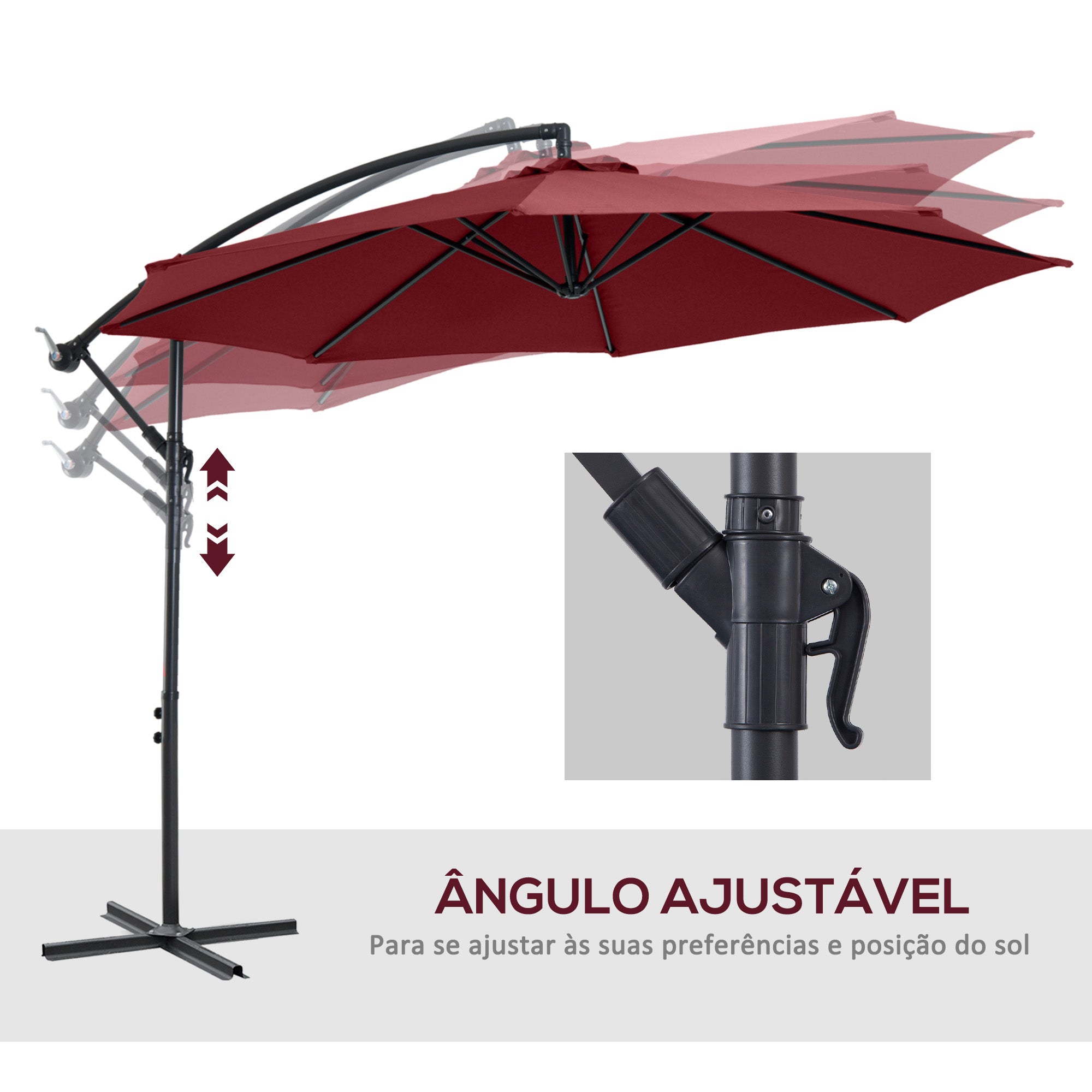 Guarda-Sol de Jardim Vermelho Ø295x245 cm - Proteção Solar e Estrutura Resistente