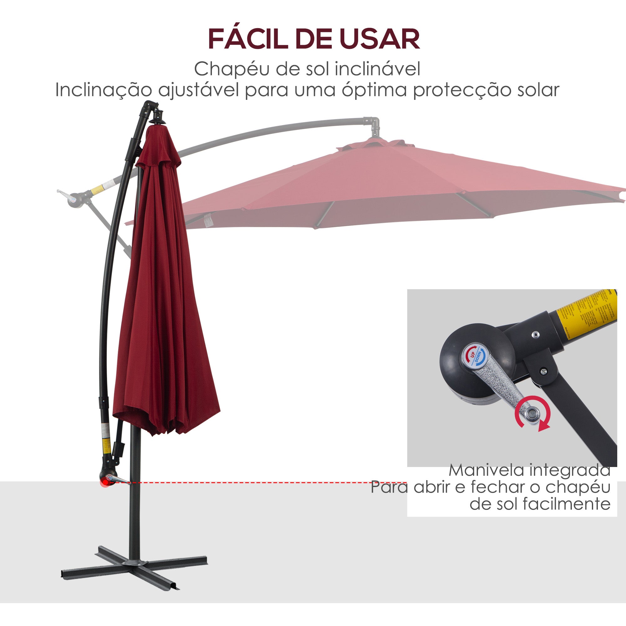 Guarda-Sol de Jardim Vermelho Ø295x245 cm - Proteção Solar e Estrutura Resistente