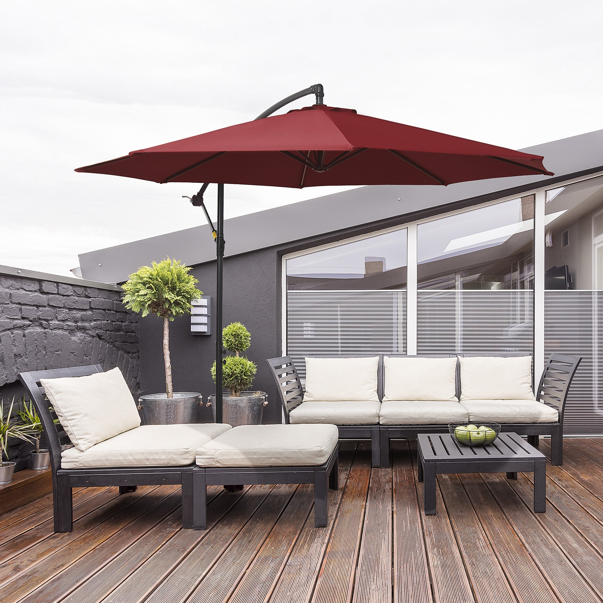 Guarda-Sol de Jardim Vermelho Ø295x245 cm - Proteção Solar e Estrutura Resistente