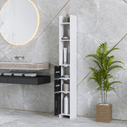 Coluna Casa de Banho Moderna – 15x17x120 cm – Branco e Preto – MDF