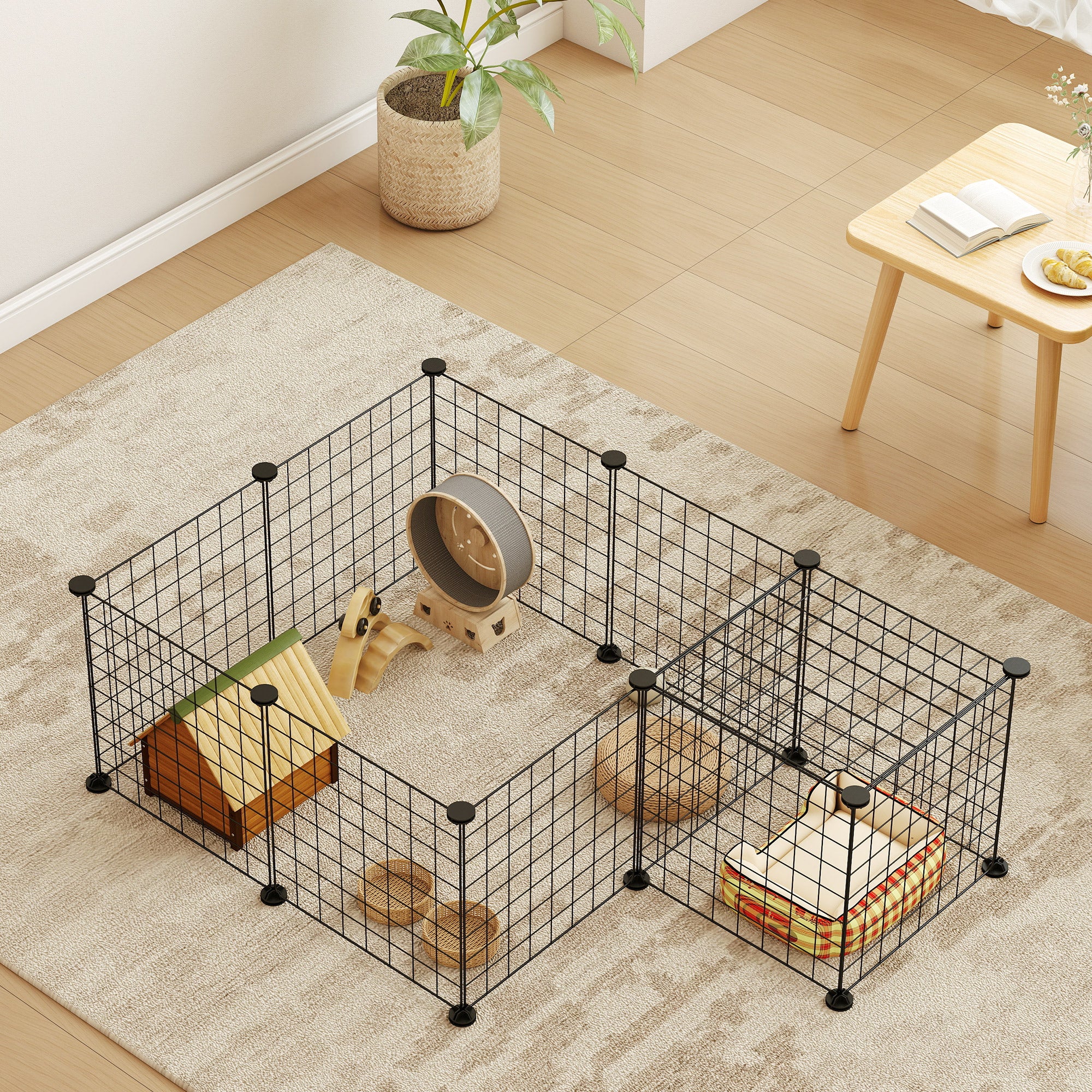 Recinto Metálico para Pequenos Animais 106x73x36 cm - Preto