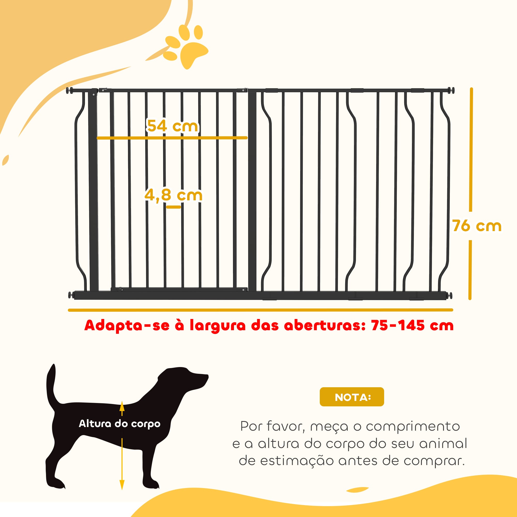 Barreira de Segurança para Cães Extensível 145x76 cm Preto