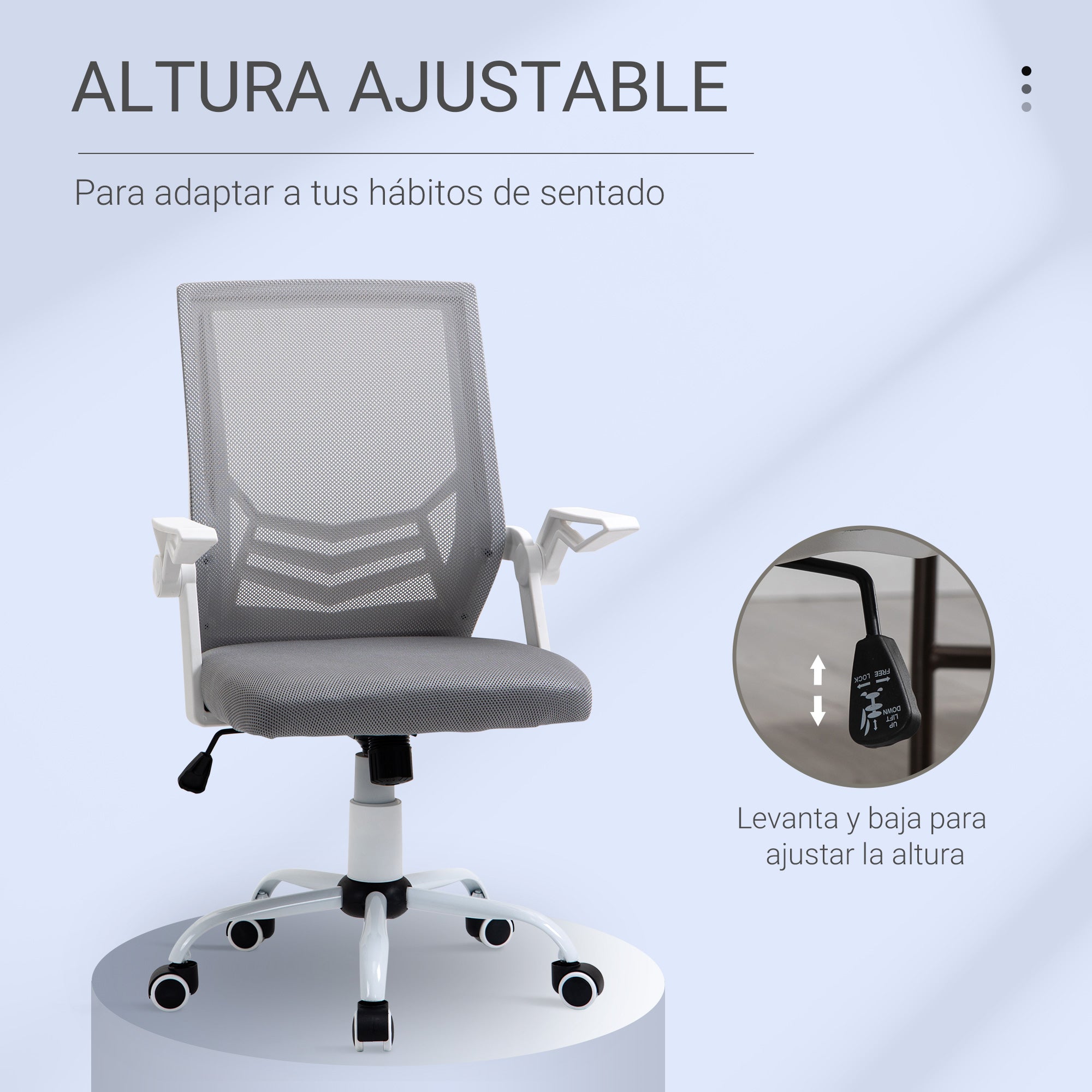 Cadeira de Escritório Ergonômica Cinza 62,5x55x104cm