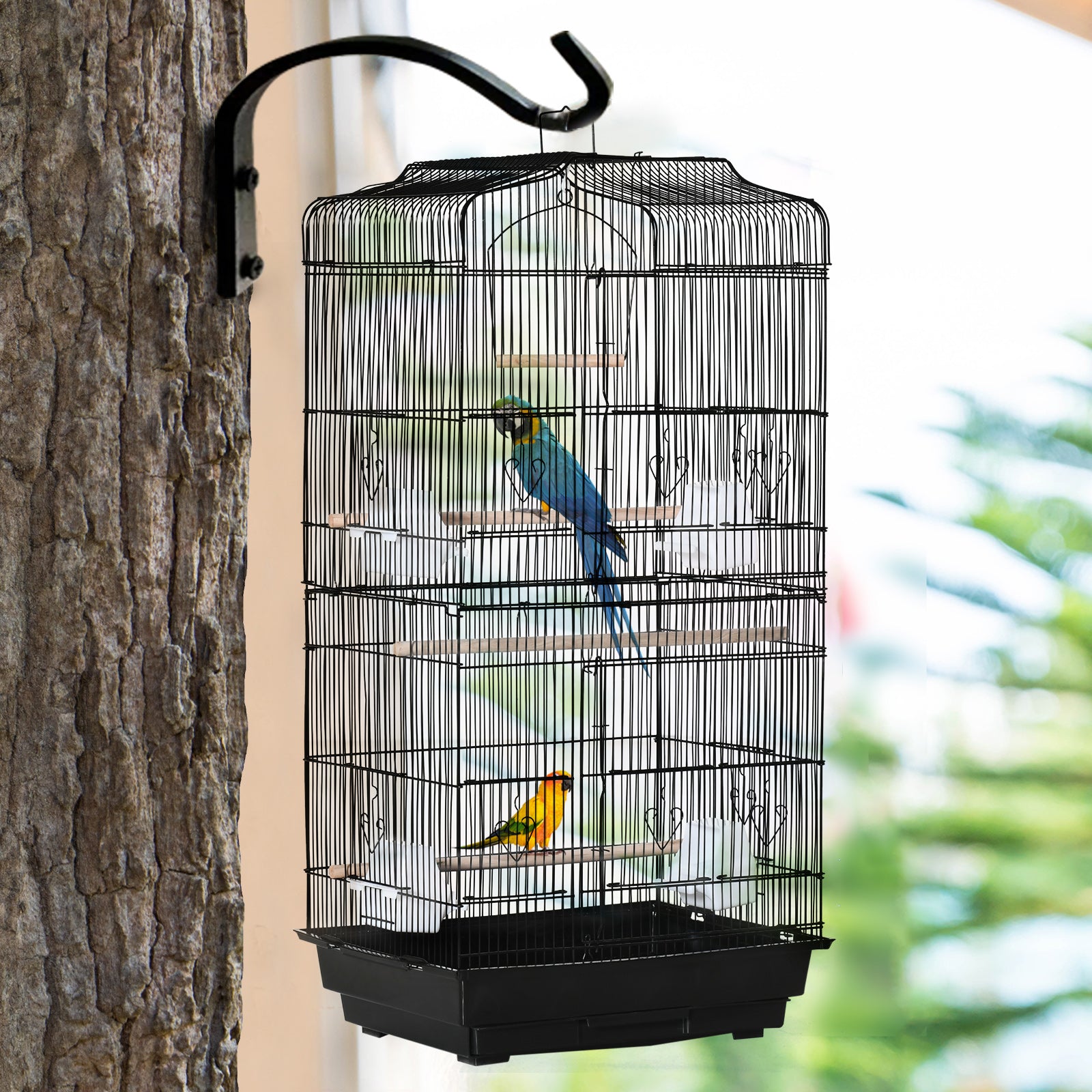 Gaiola para Pássaros – 46,5x35,5x92 cm – Preto – Metal e Plástico