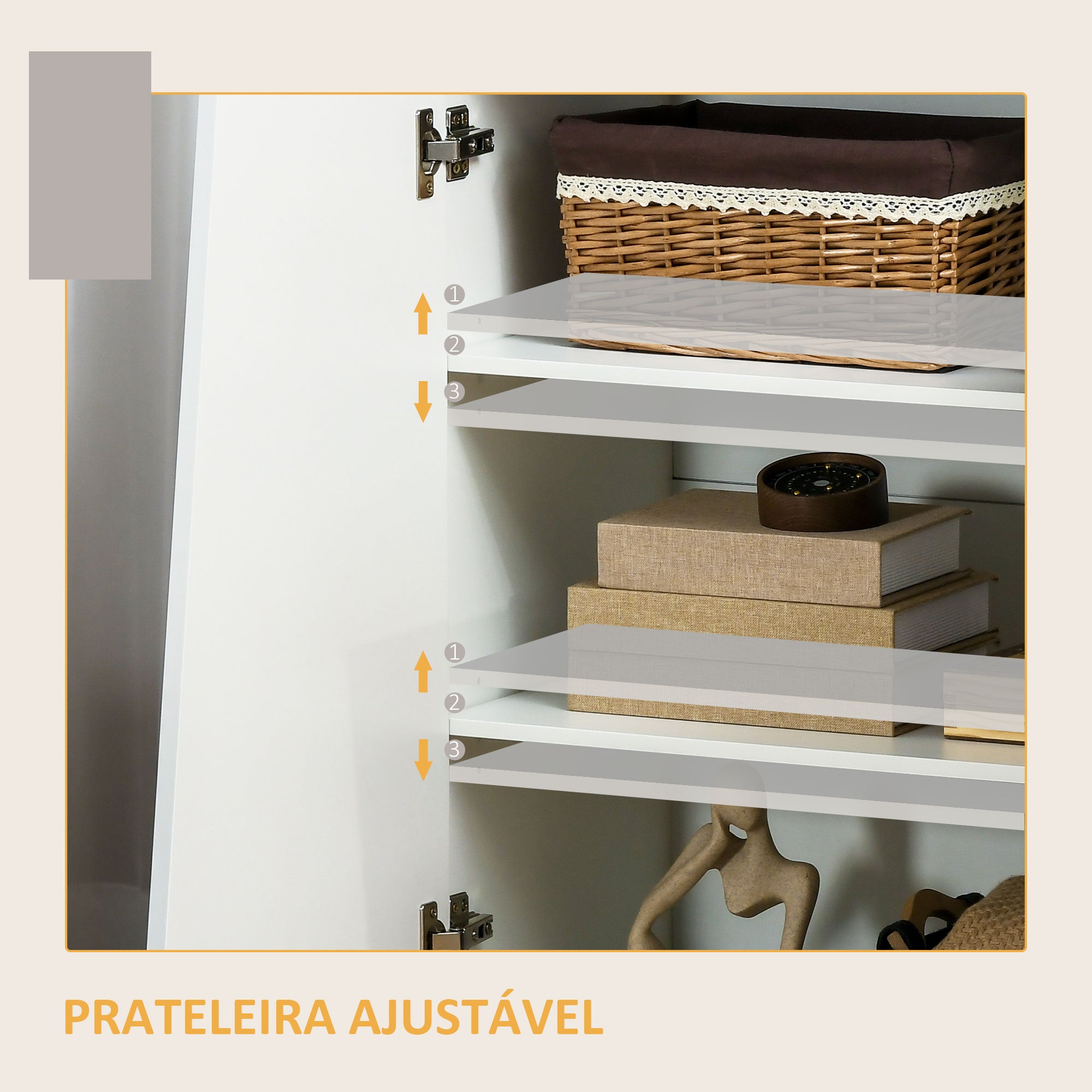 Aparador – 70x40x88 cm – Branco – Melamina de madeira