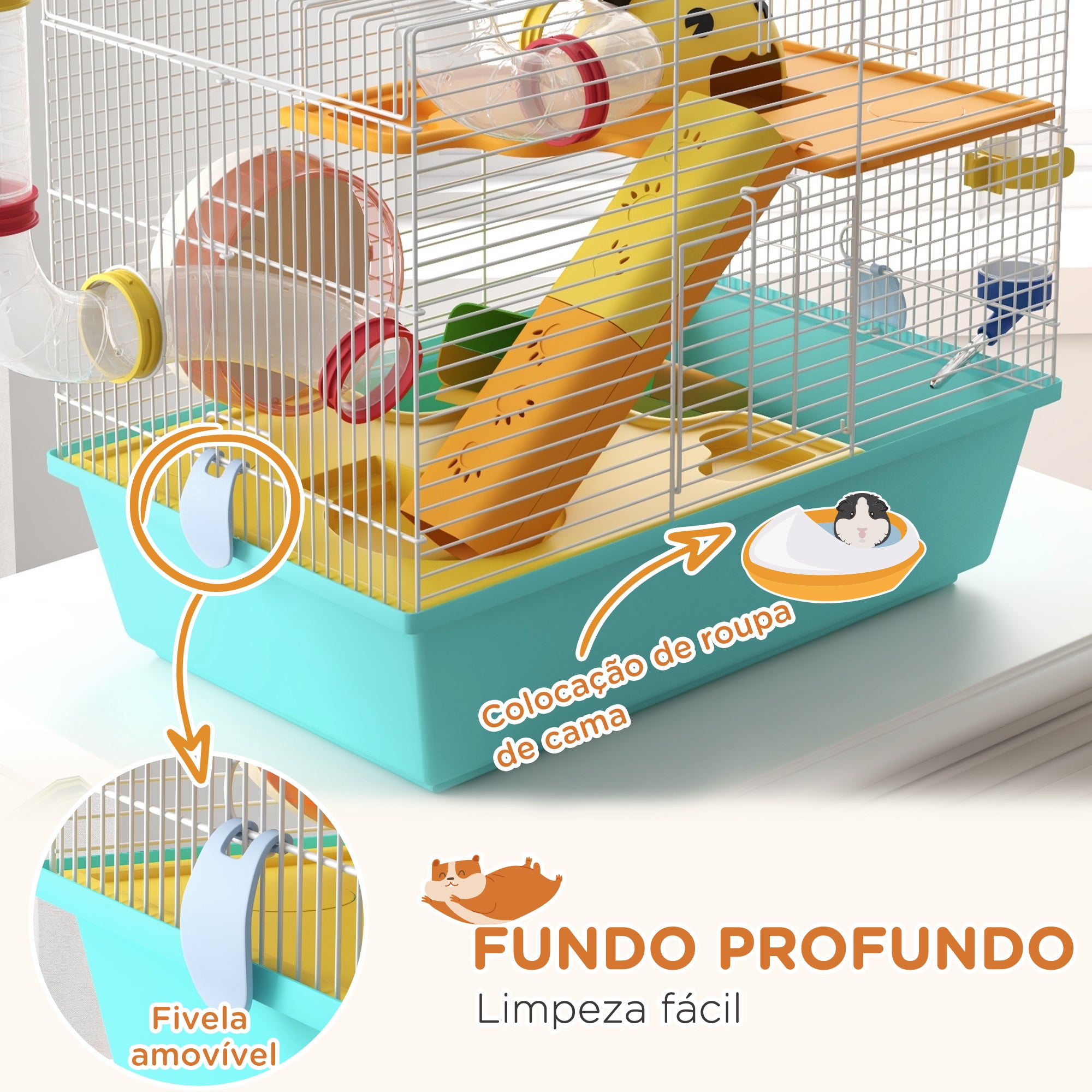 Gaiola para Animais Pequenos Multicolorida 45x28x37 cm