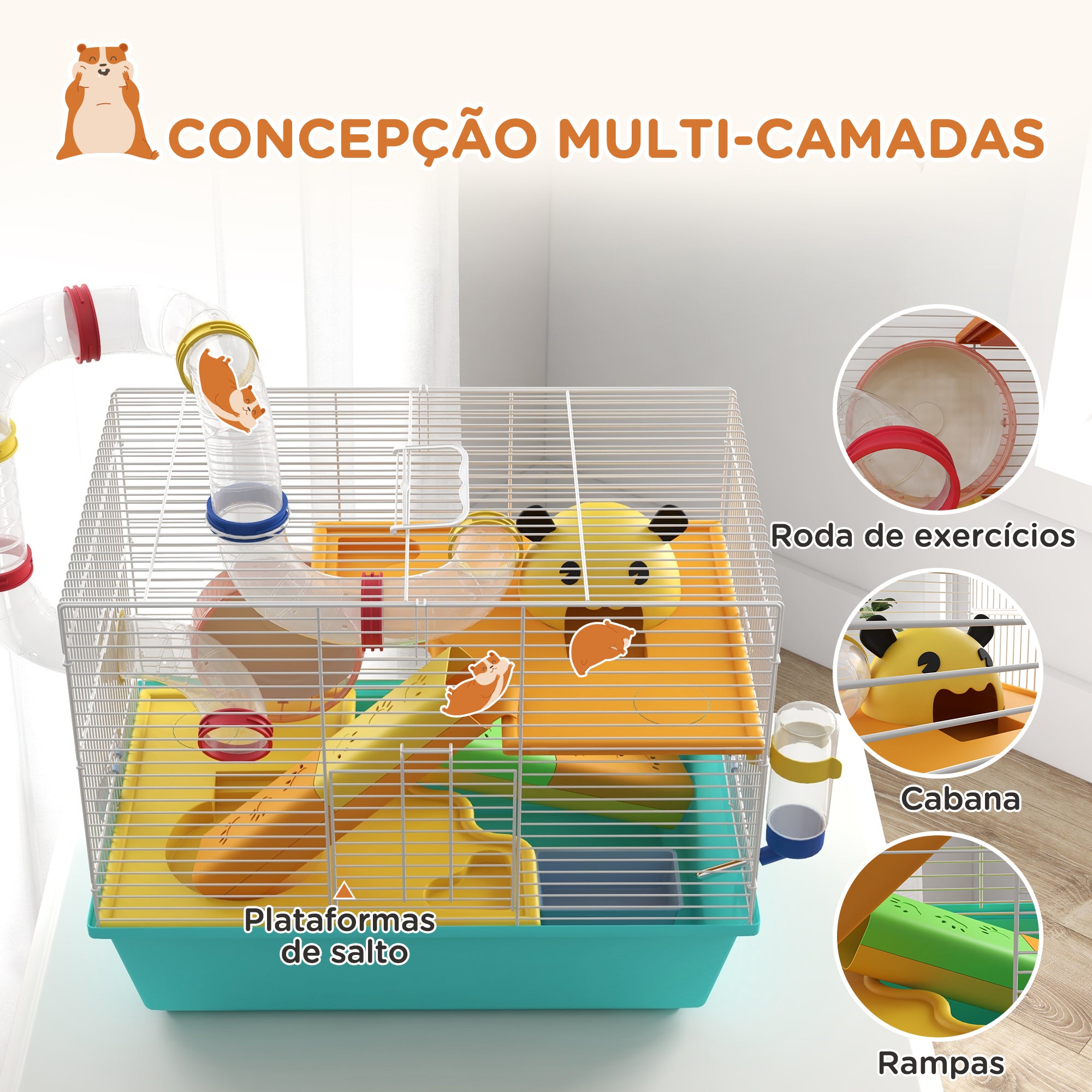 Gaiola para Animais Pequenos Multicolorida 45x28x37 cm