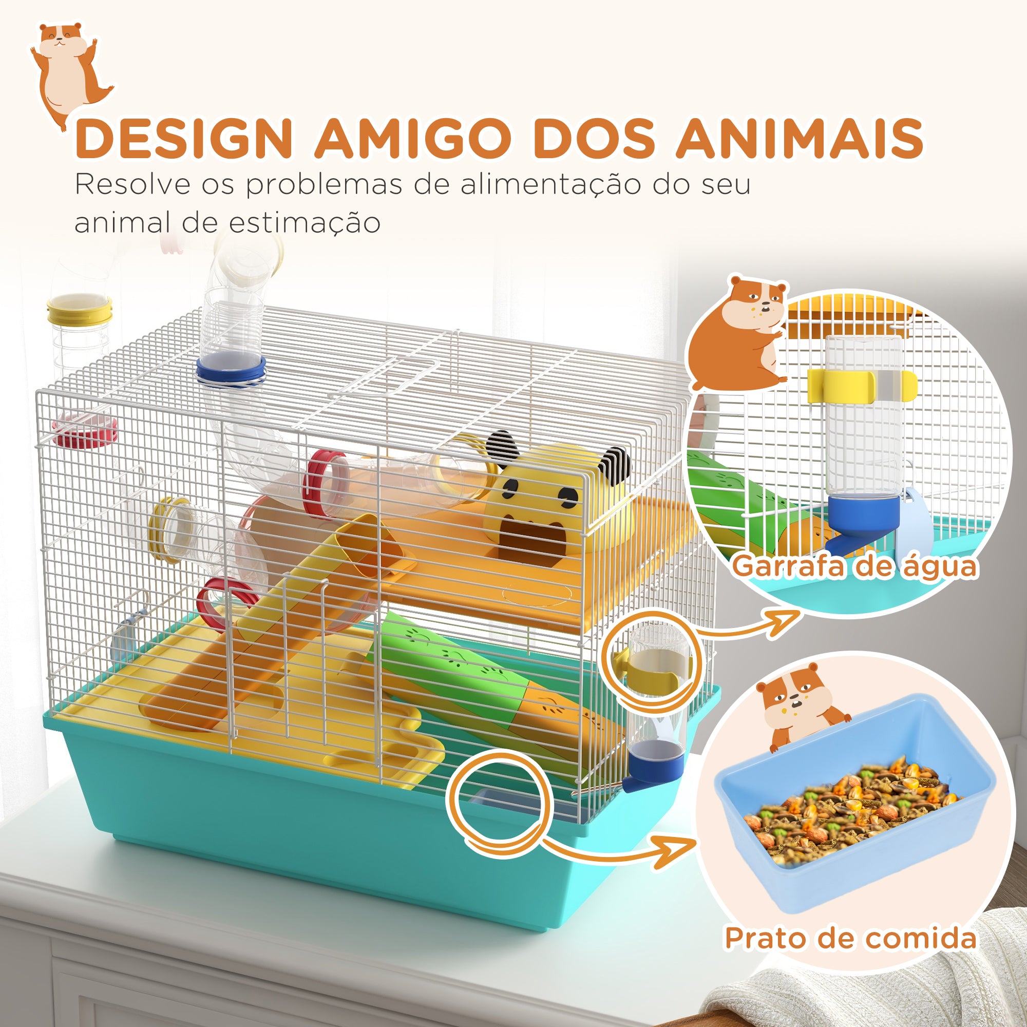 Gaiola para Animais Pequenos Multicolorida 45x28x37 cm