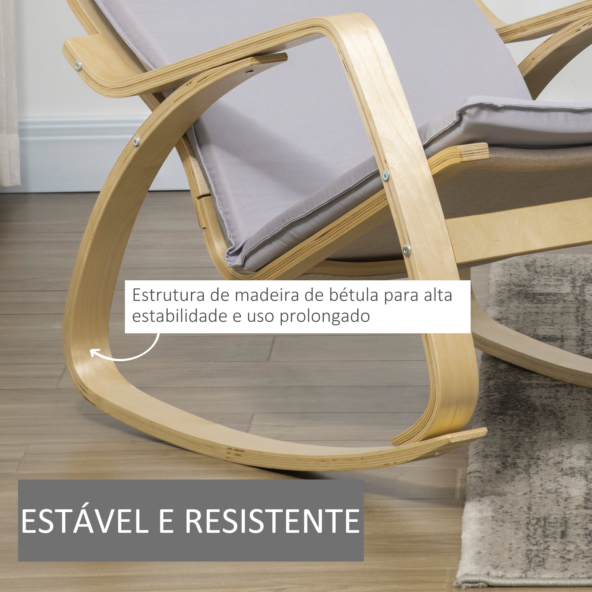 Poltrona Baloiço Estofada 67x97x84 cm Cinzento
