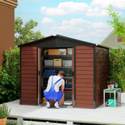 Abrigo de Jardim Exterior – 240x206x198 cm – Cor Teca – Aço Galvanizado