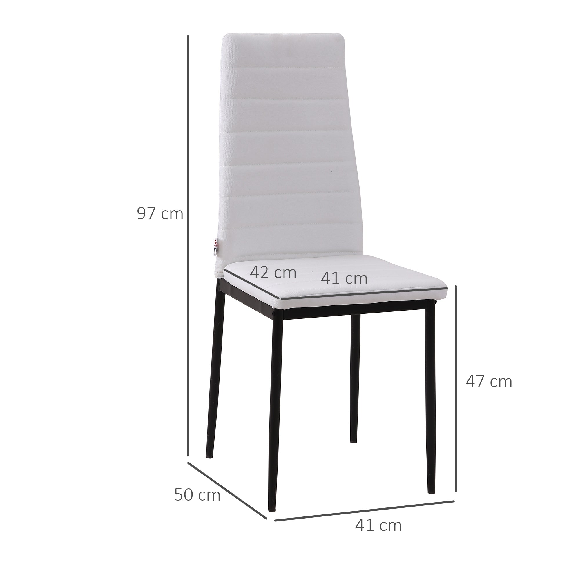 Conjunto de 4 Cadeiras de Sala de Jantar Estofadas em Linho Branco – 41x50x97cm – Branco – Linho Sintético