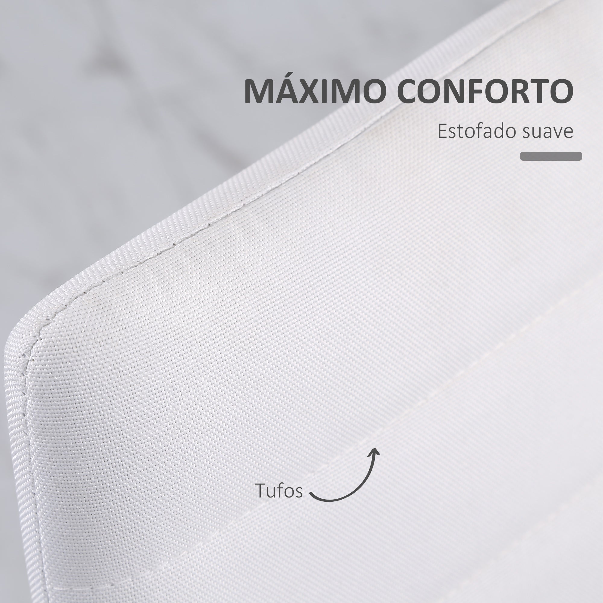 Conjunto de 4 Cadeiras de Sala de Jantar Estofadas em Linho Branco – 41x50x97cm – Branco – Linho Sintético
