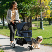 Carrinho para Animais de Estimação Dobrável – 75x45x97 cm – Azul – Aço e Tecido Oxford
