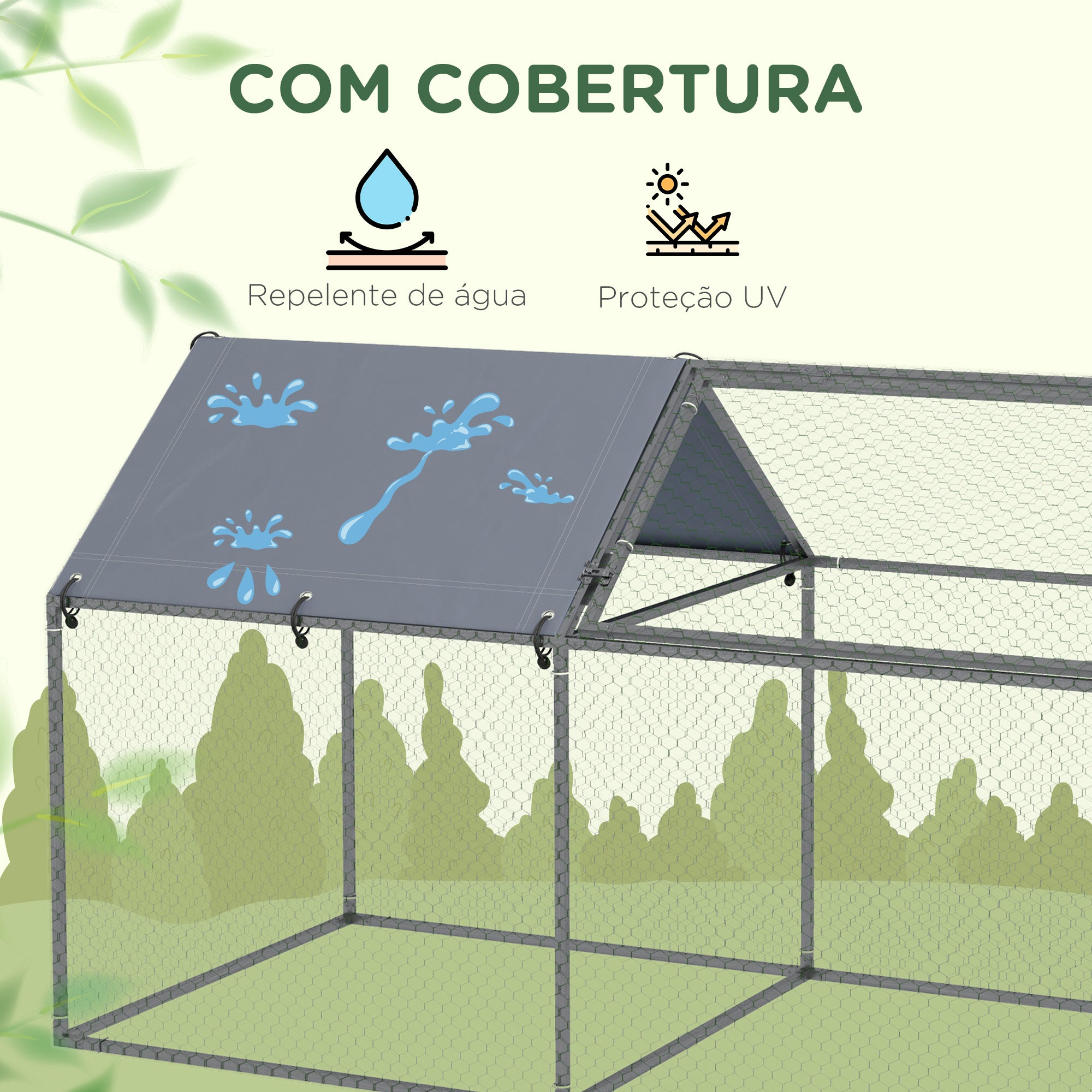 Gaiola para Pequenos Animais – 198x100x120 cm – Prata – Aço Galvanizado e Tecido Oxford