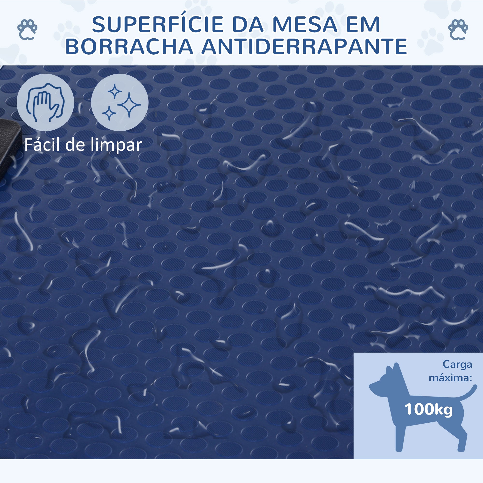 Mesa de Tosquia para Cães Azul 107x60x170 cm