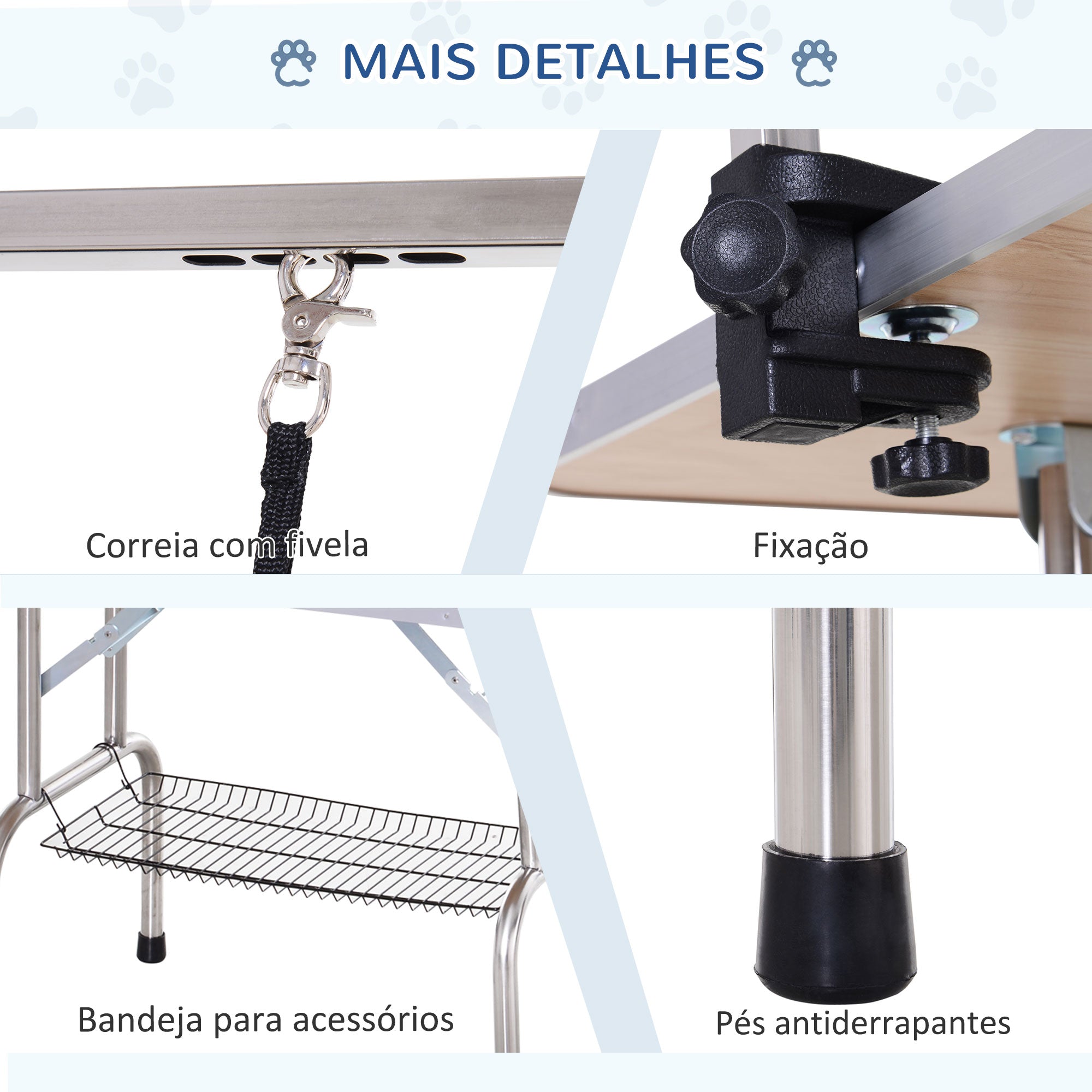 Mesa de Tosquia para Cães Azul 107x60x170 cm