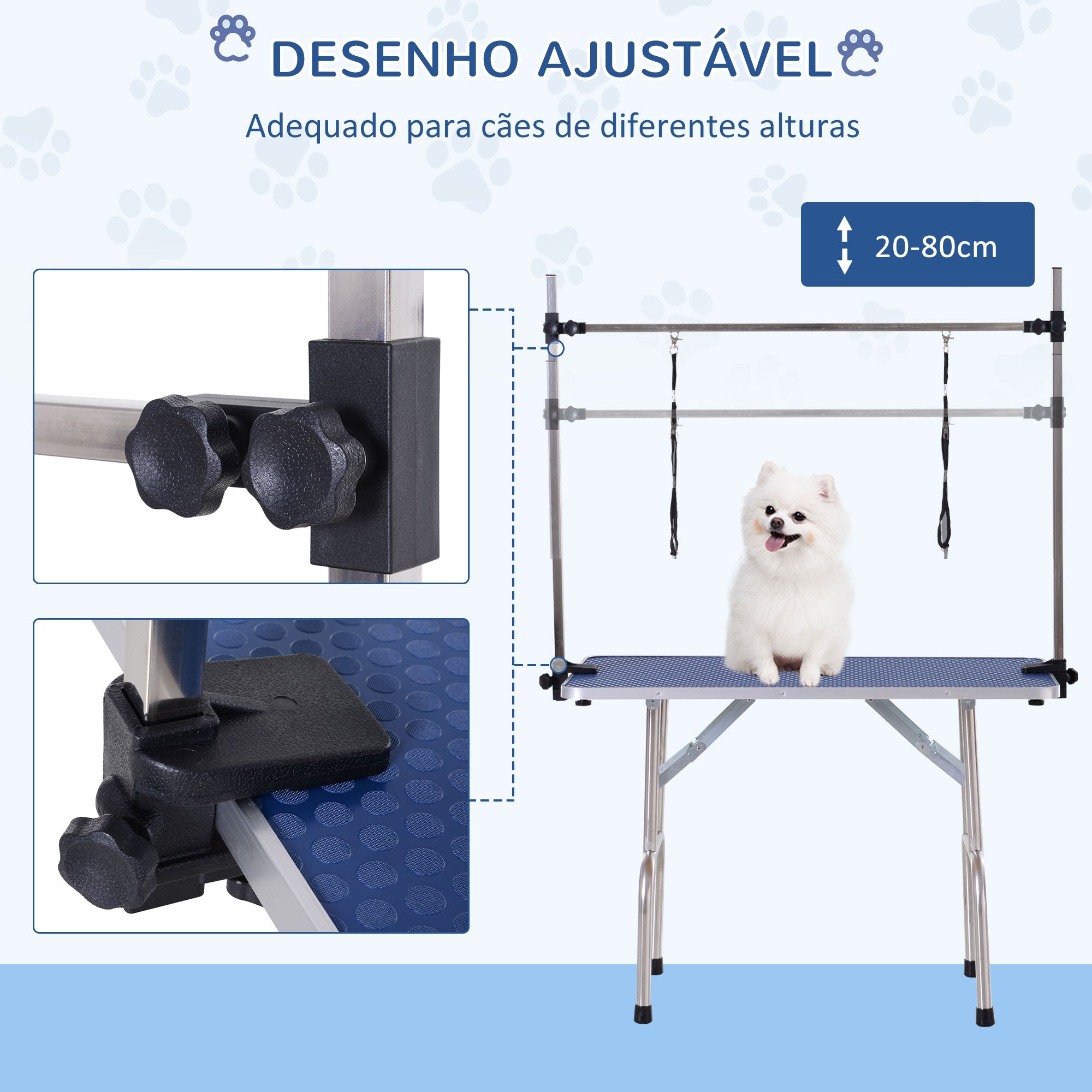 Mesa de Tosquia para Cães Azul 107x60x170 cm
