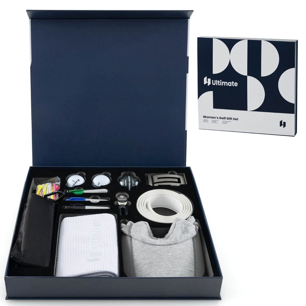 Conjunto Completo de Acessórios de Golfe – 3 bolas e 12 tees – chapéu com proteção SPF – pele de vaca
