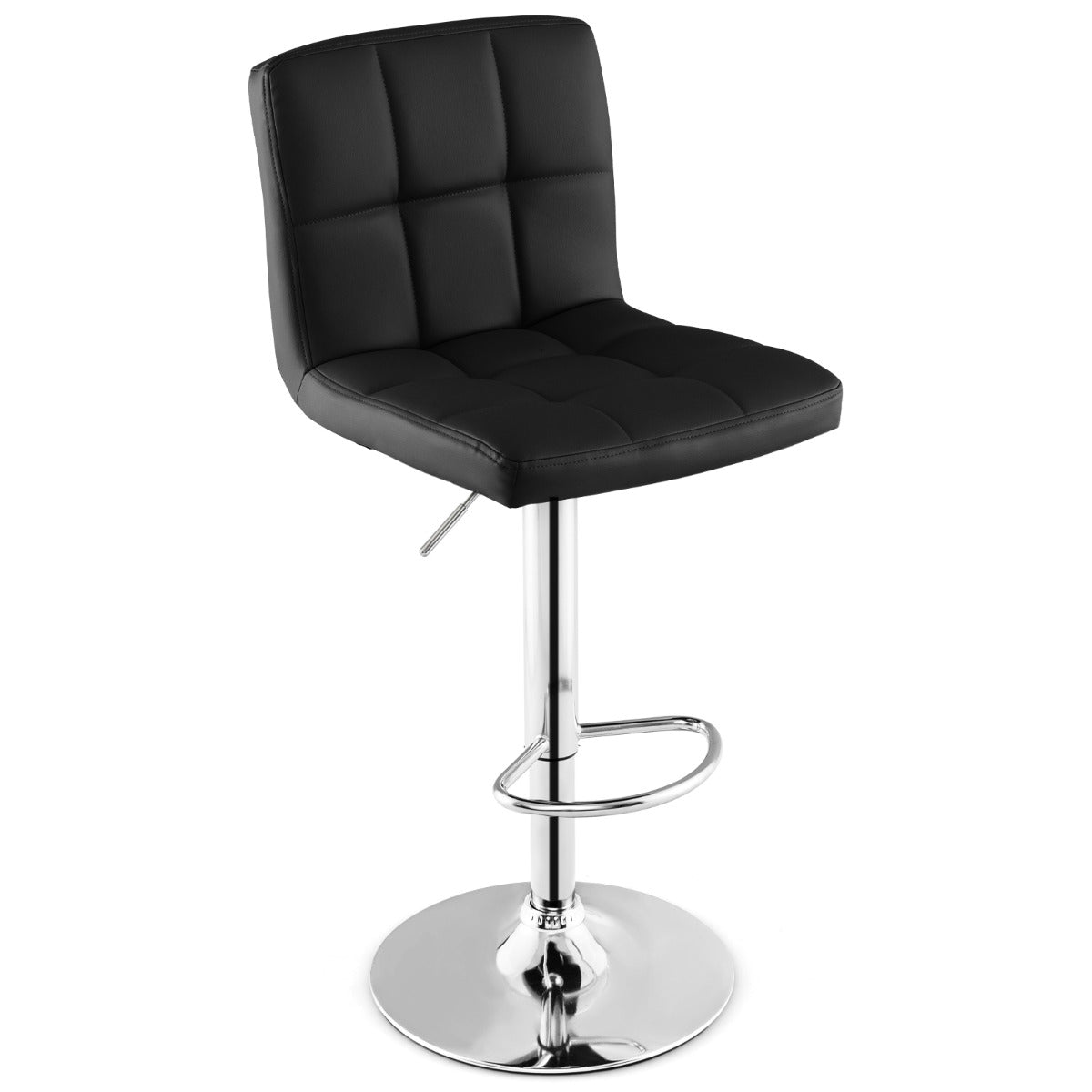 Banco de Bar de Pele Sintética Ajustável – 65cm a 85cm – Preto – Sintético