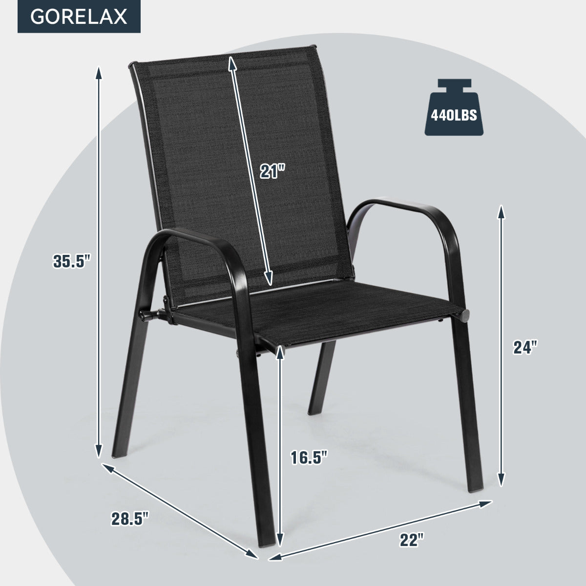 Conjunto de 2 Cadeiras de Jantar – 56 x 72 x 90 cm – Preto – Tecido