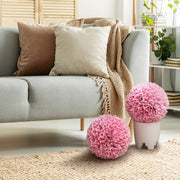 Conjunto de 2 Bolas de Topiário Artificial de Planta Bolas Decorativas de 28 CM Decoração Interior e Exterior com Proteção Solar Rosa - Planta Artificial