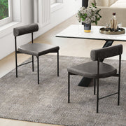 Conjunto de 2 Cadeiras de Jantar Cadeira Lateral de Cozinha com Encosto Curvado e Assento Acolchoado em Forma de U Pernas de Metal sem Braços Cinza