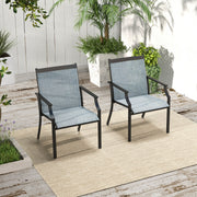 Conjunto de 2 Cadeiras de Jantar para Pátio – 66 x 61 x 90 cm – Azul – Metal