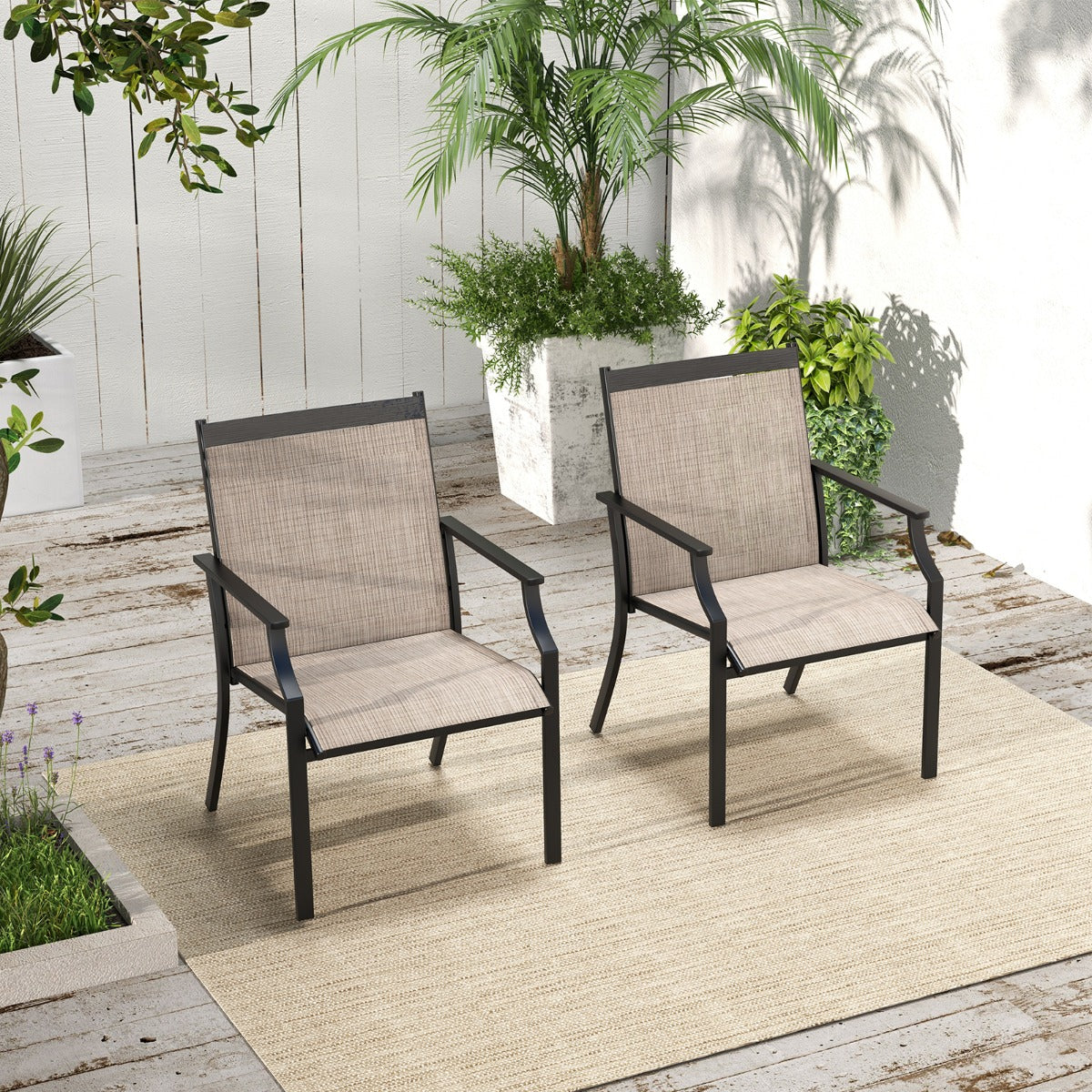 Cadeiras de Jantar para Pátio – 66 x 61 x 90 cm – Café – Metal