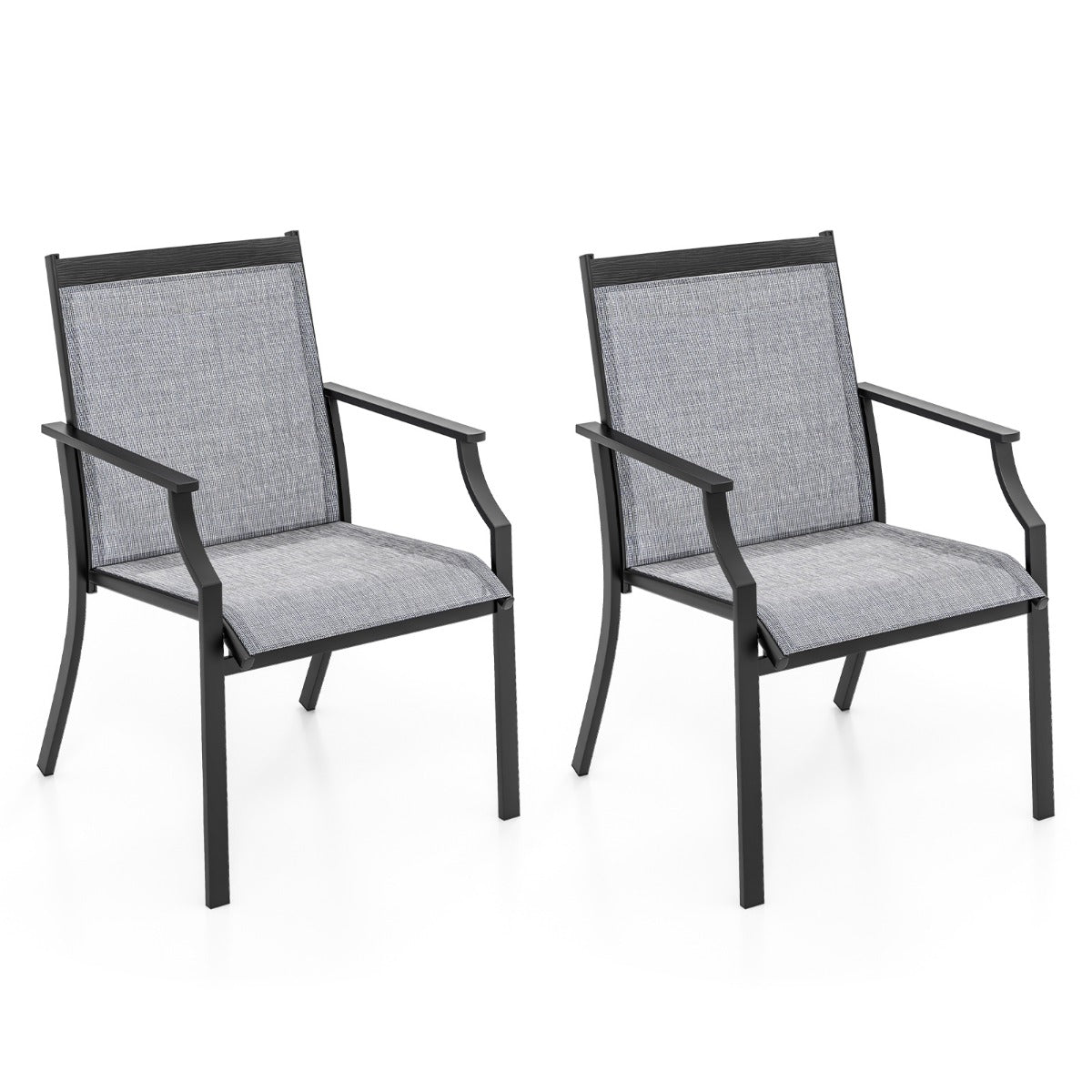 Conjunto de 2 Cadeiras de Jantar – 66 x 61 x 90 cm – Cinza – Metal