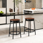 Conjunto de 2 Banquetas de Bar com Rotação de 360° Ajustáveis em Altura de 74/61 cm em Metal Pesado com Apoio para os Pés Cadeiras de Cozinha Sala de Jantar