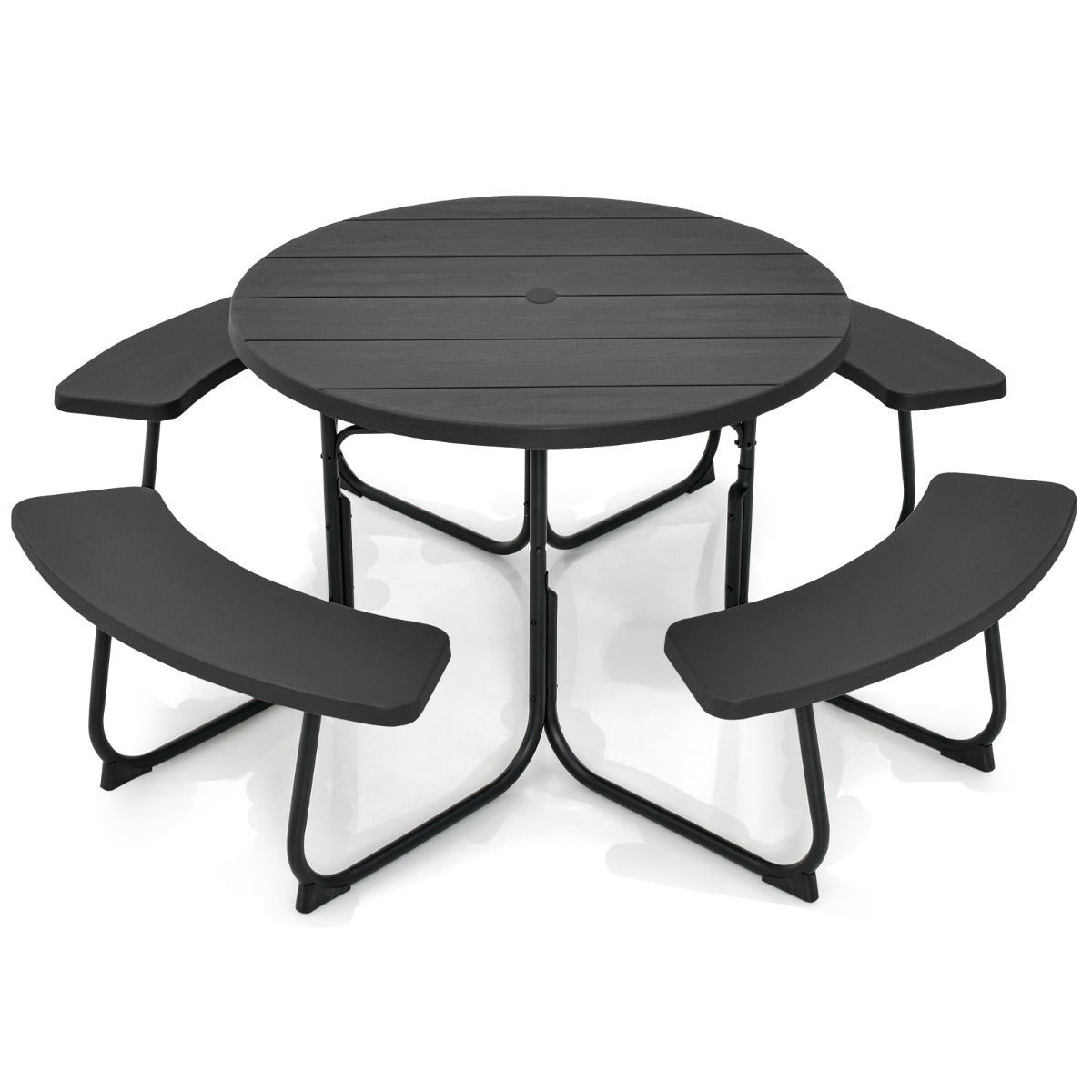 Mesa de Piquenique Redonda – 110 cm – Preto – HDPE