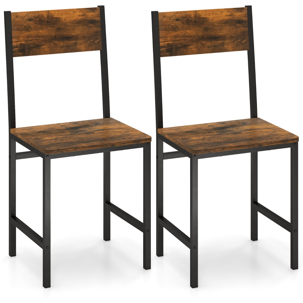 Conjunto de 2 Cadeiras de Jantar – 44 x 40 x 87 cm – Castanho – Metal e Madeira