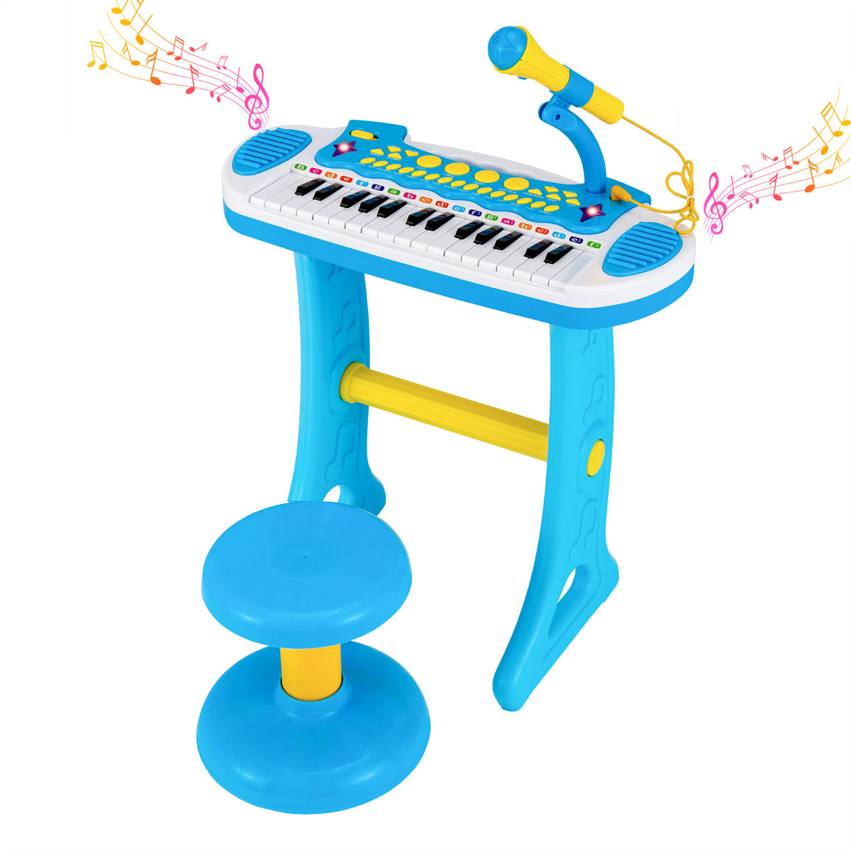 Teclado Infantil de 31 Teclas Instrumento Musical Azul para Crianças 3+ Anos
