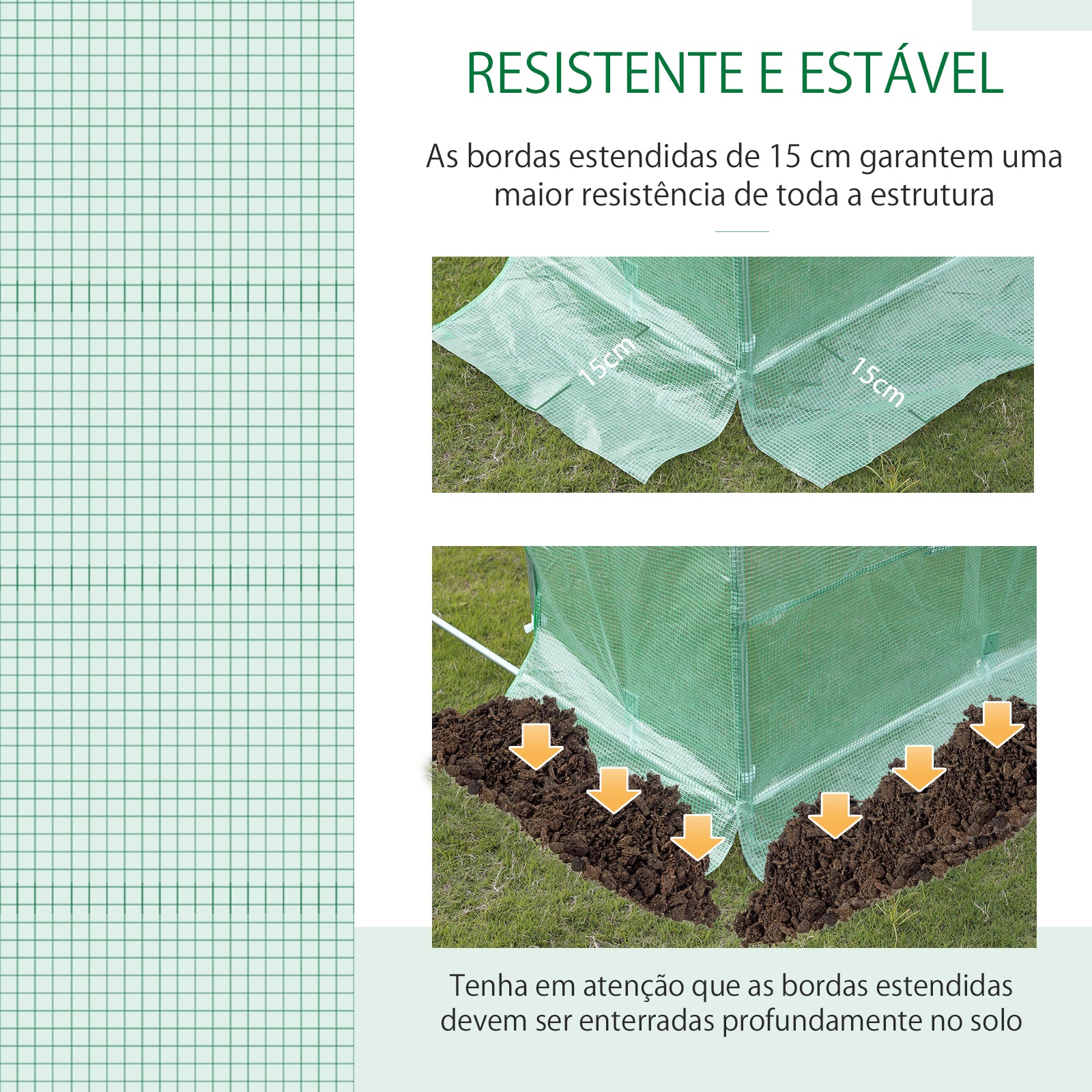 Estufa Tipo Túnel Verde 600x300x200 cm para Cultivo de Plantas e Verduras