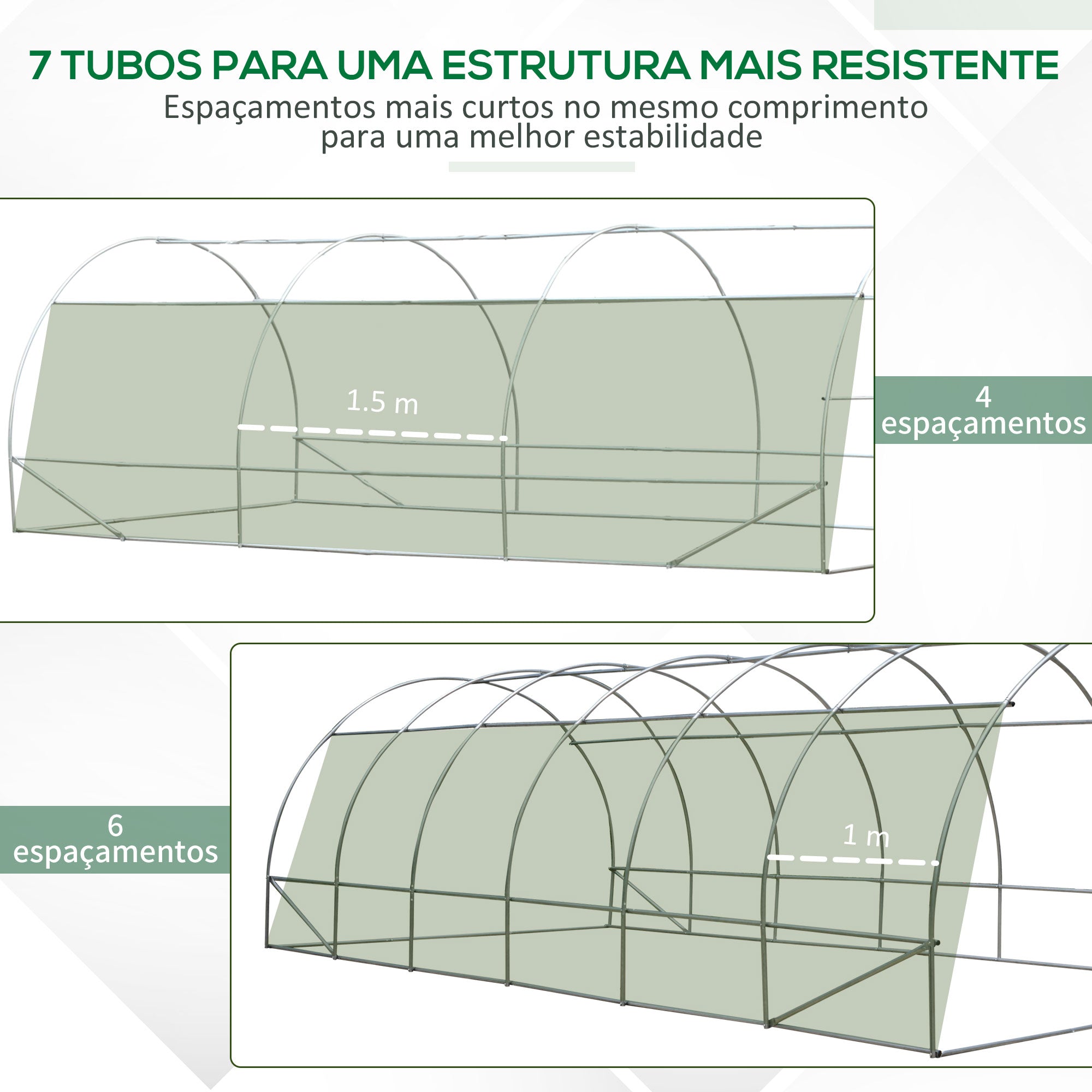 Estufa Tipo Túnel Verde 600x300x200 cm para Cultivo de Plantas e Verduras