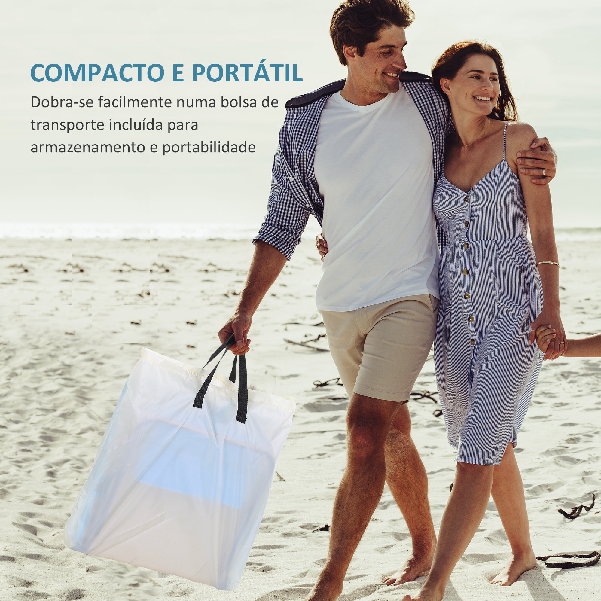 Conjunto de Esteiras de Praia Reclináveis – 48x134x33-43 cm – Azul e Creme – Aço e Algodão