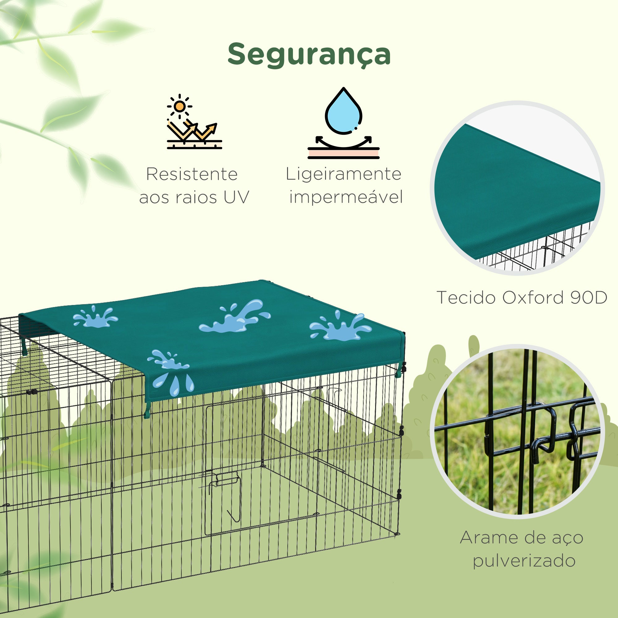 Gaiola para Animais – 220x85x70 cm – Verde e Preto – Aço