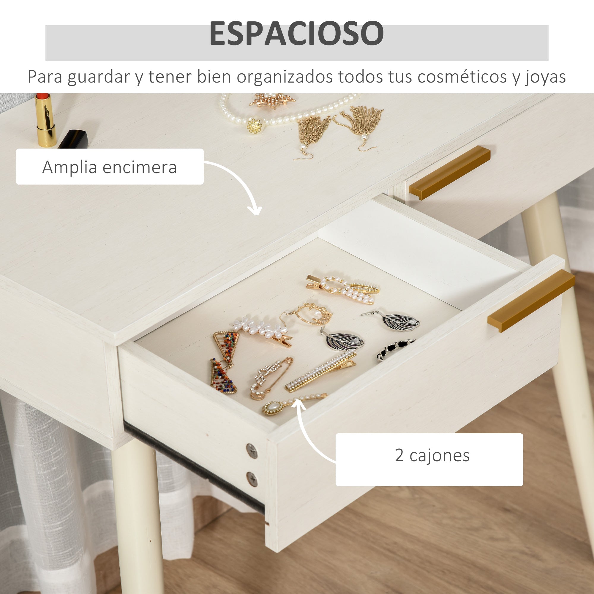 Toucador Moderno Branco 80x40x123 cm